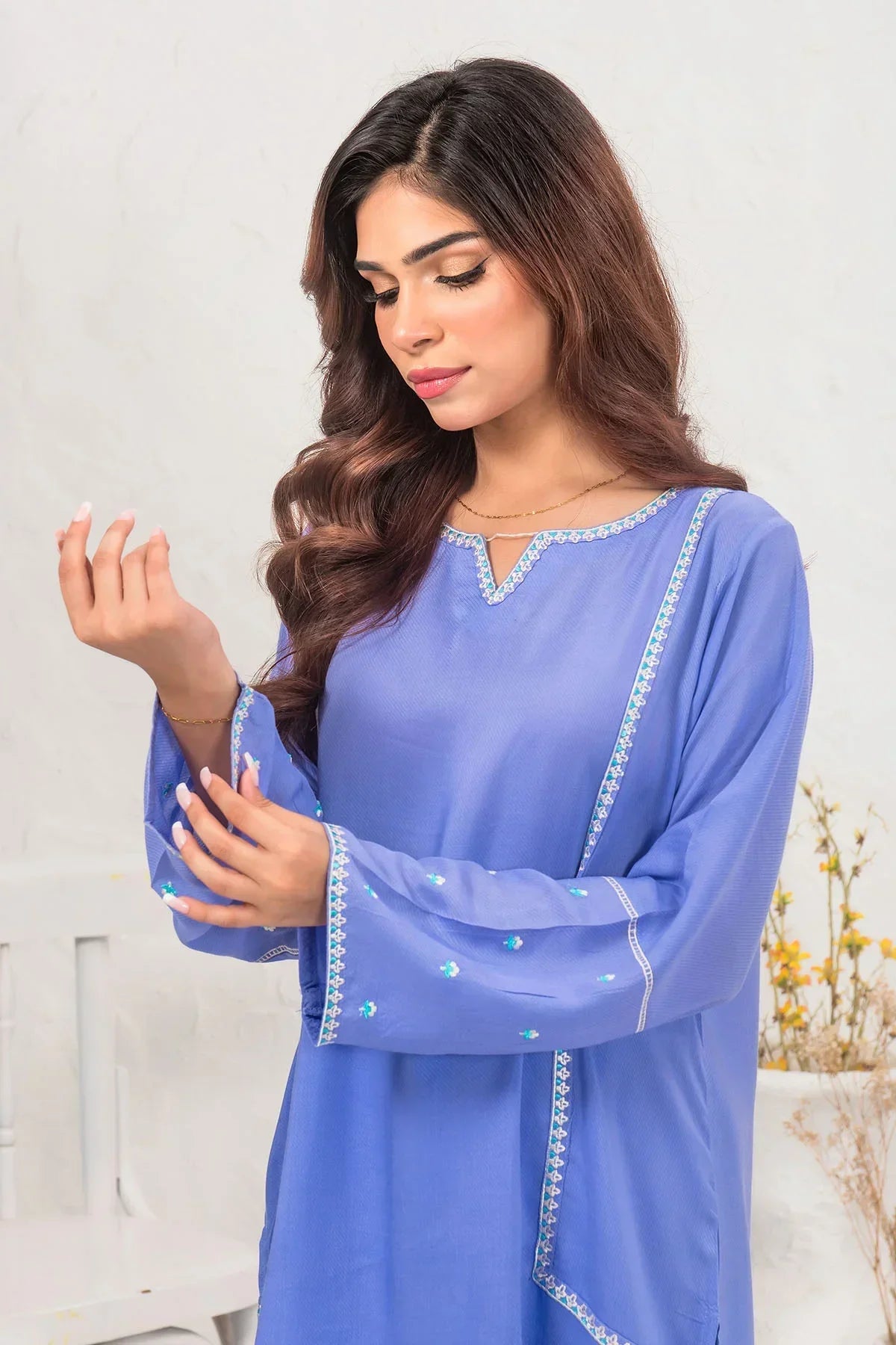 cotton dobby Kurta Set in Lavender