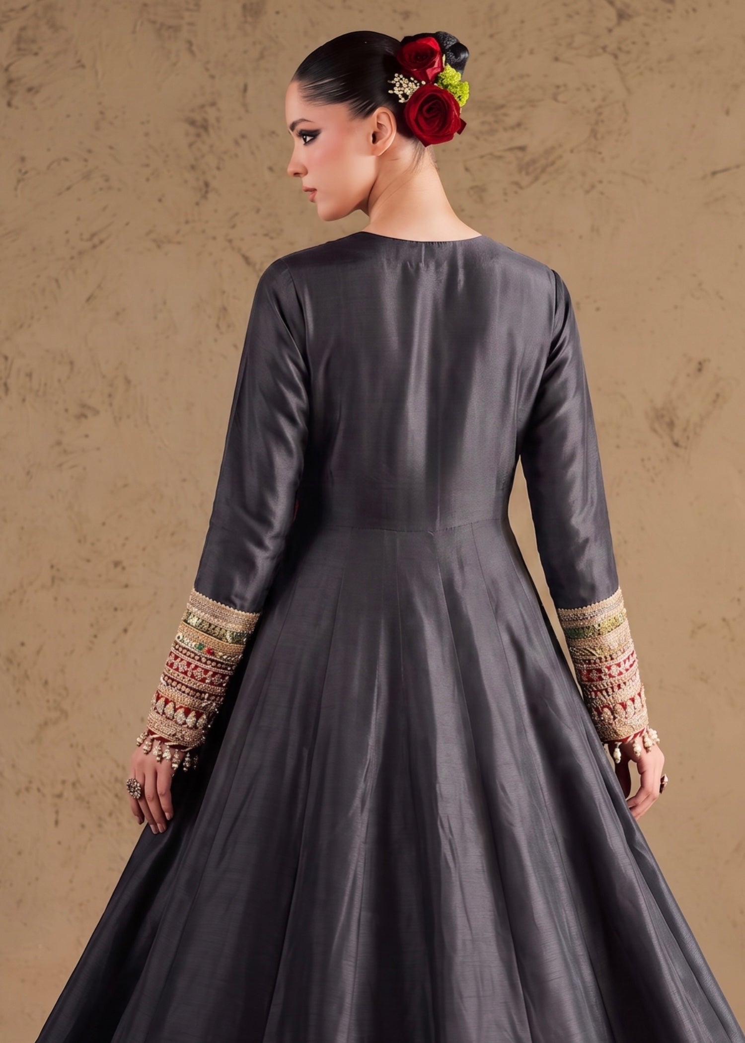 silk Angrakha in Black