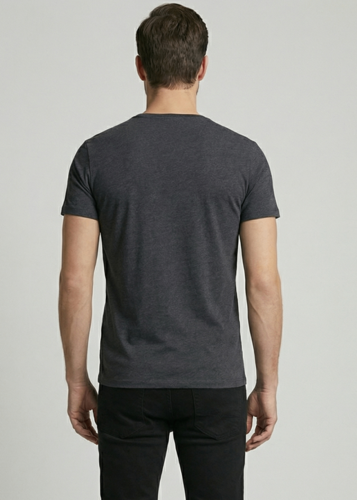 single jersey knit T Shirt in Charcoal black
