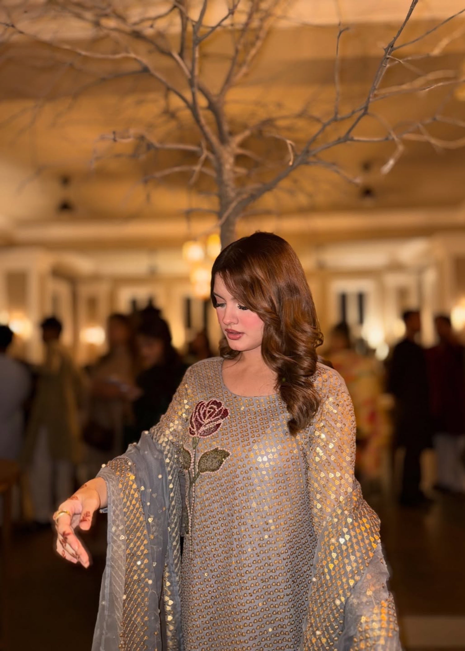 chiffon Kurta Set in Grey