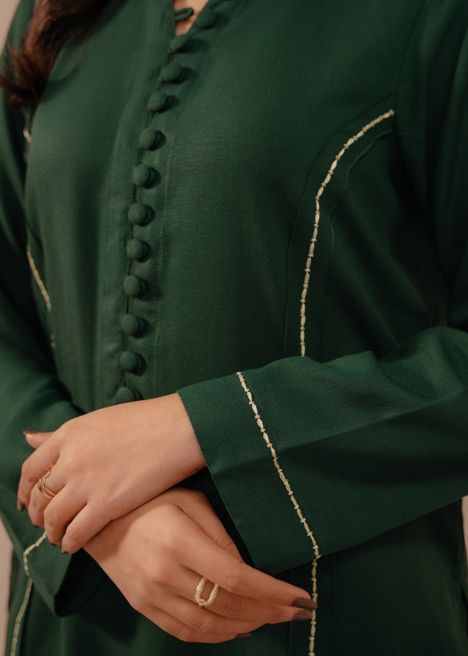 silk karandi Co Ord Sets in Dark green