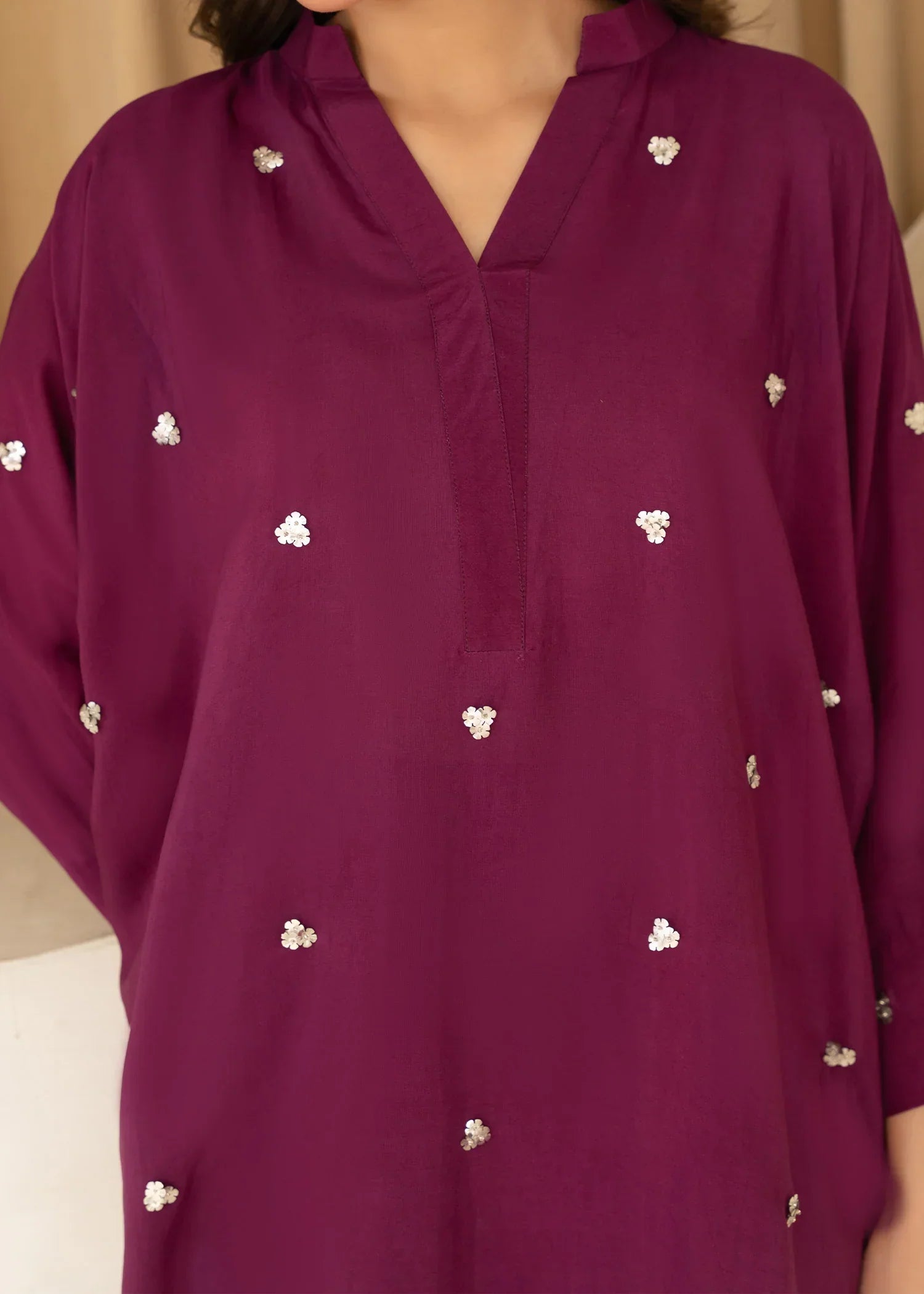 thai silk Kurta Set in Purple
