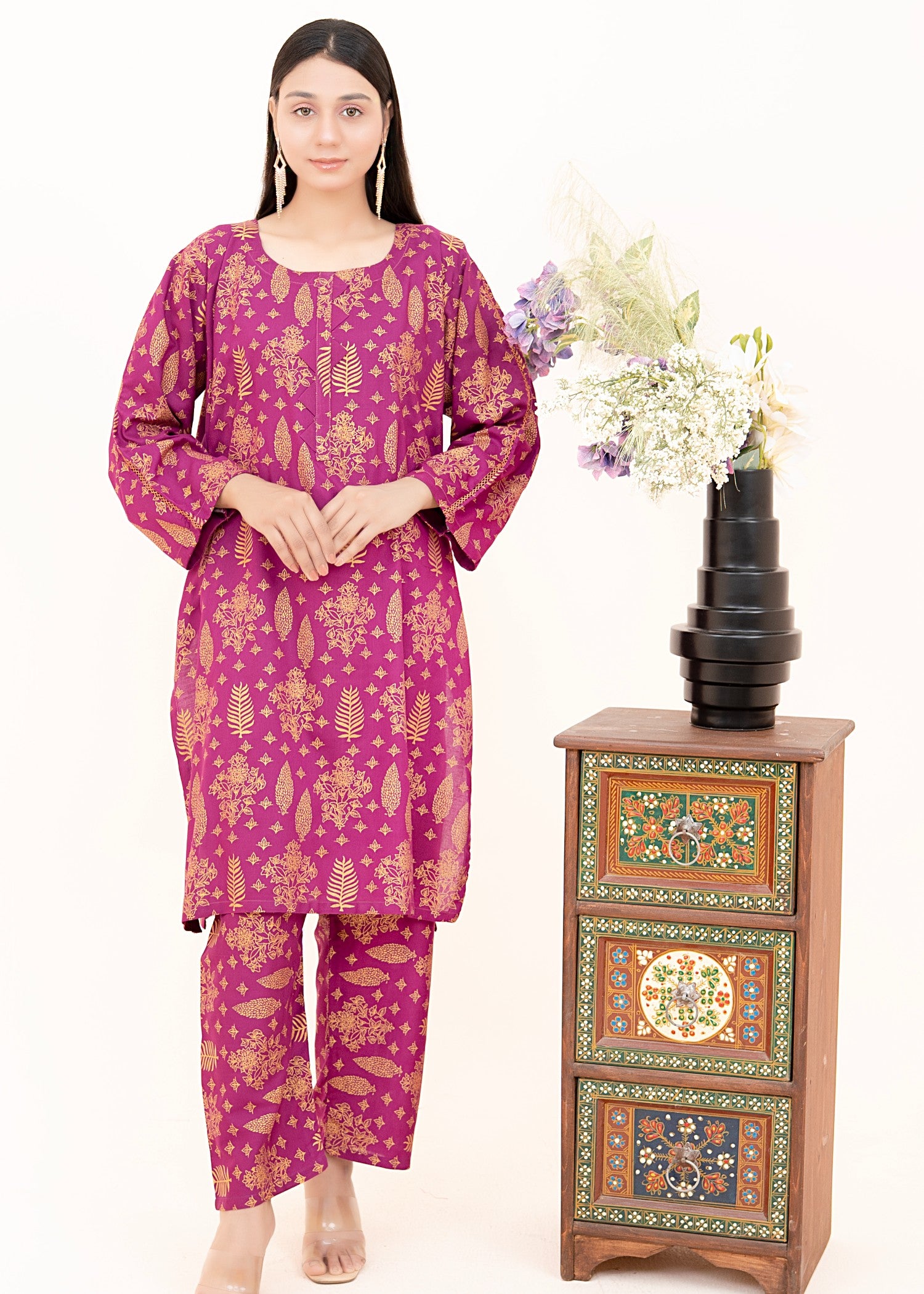 arabic lawn Co Ord Sets in Purple