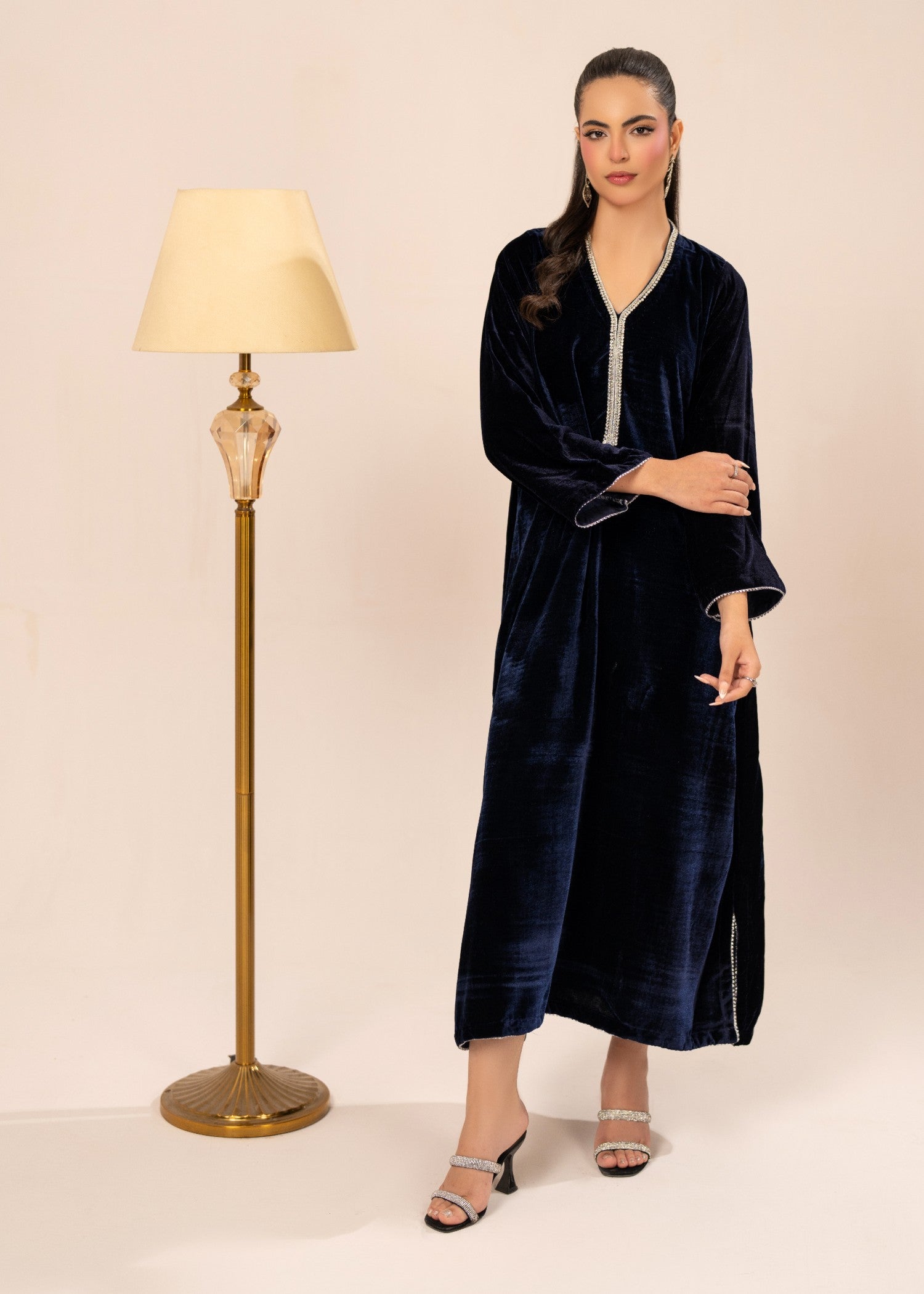 velvet Kaftan in Navy blue