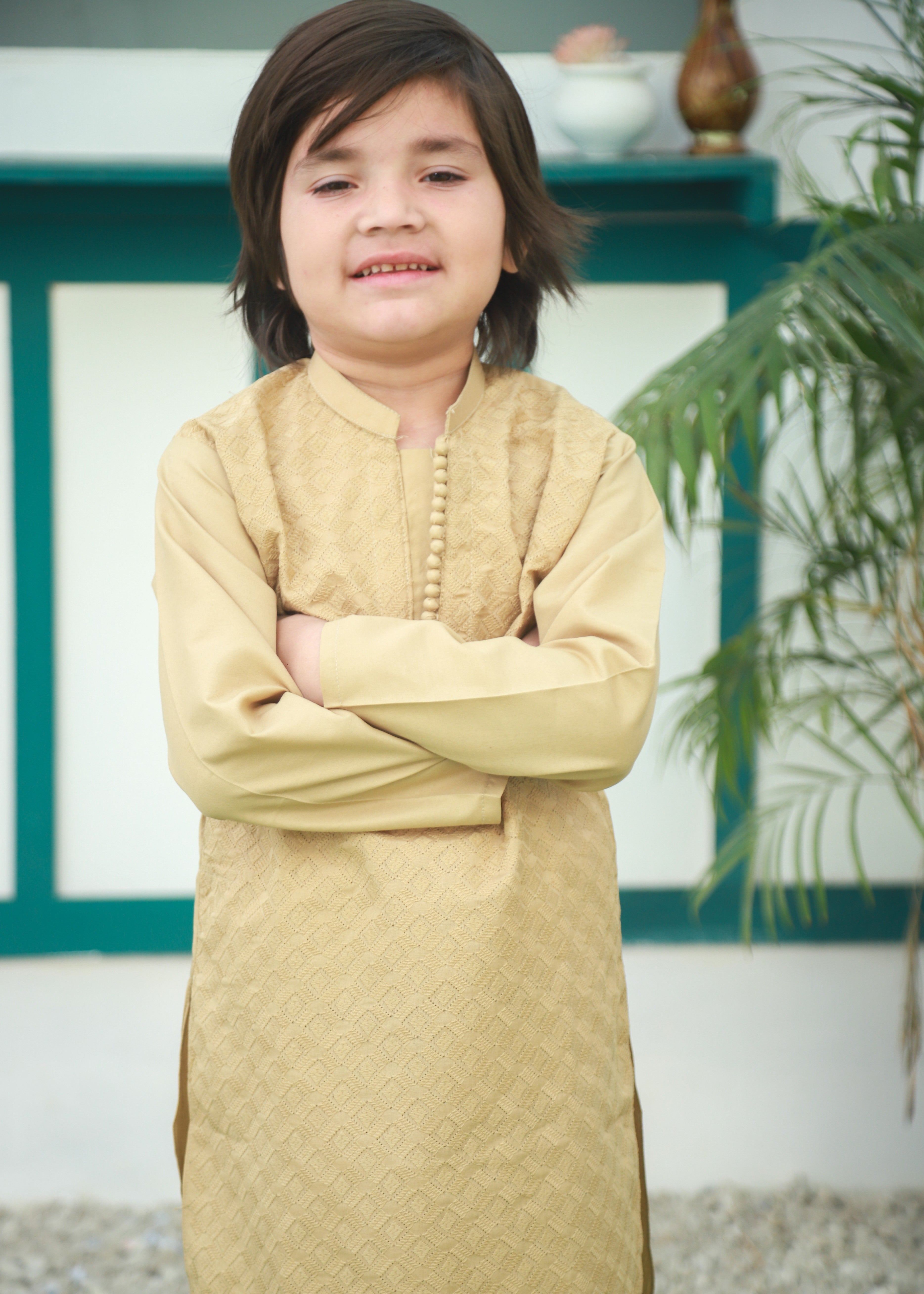cotton Kurta Set in Butter