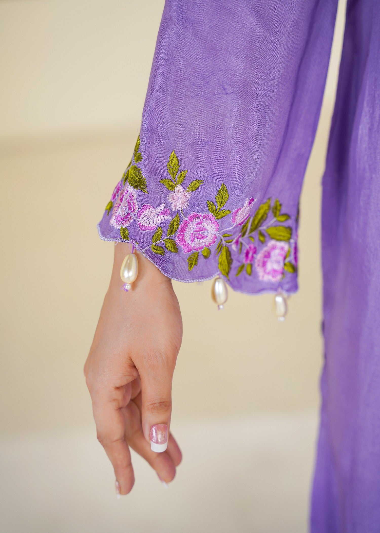 silk Kurta Set in Purple mountain majesty, purple pizzazz