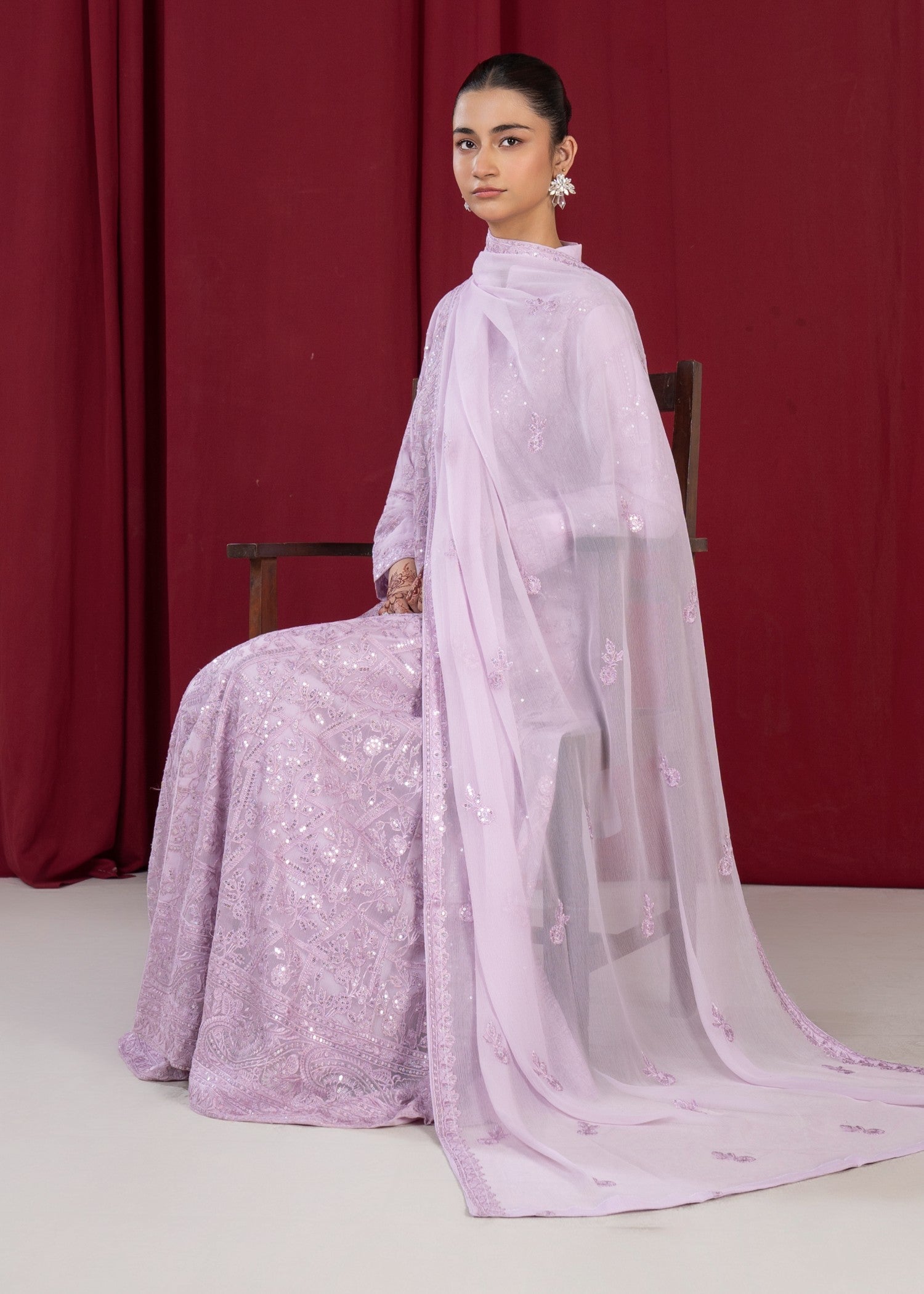 bemberg crinkle chiffon Maxi in Lilac