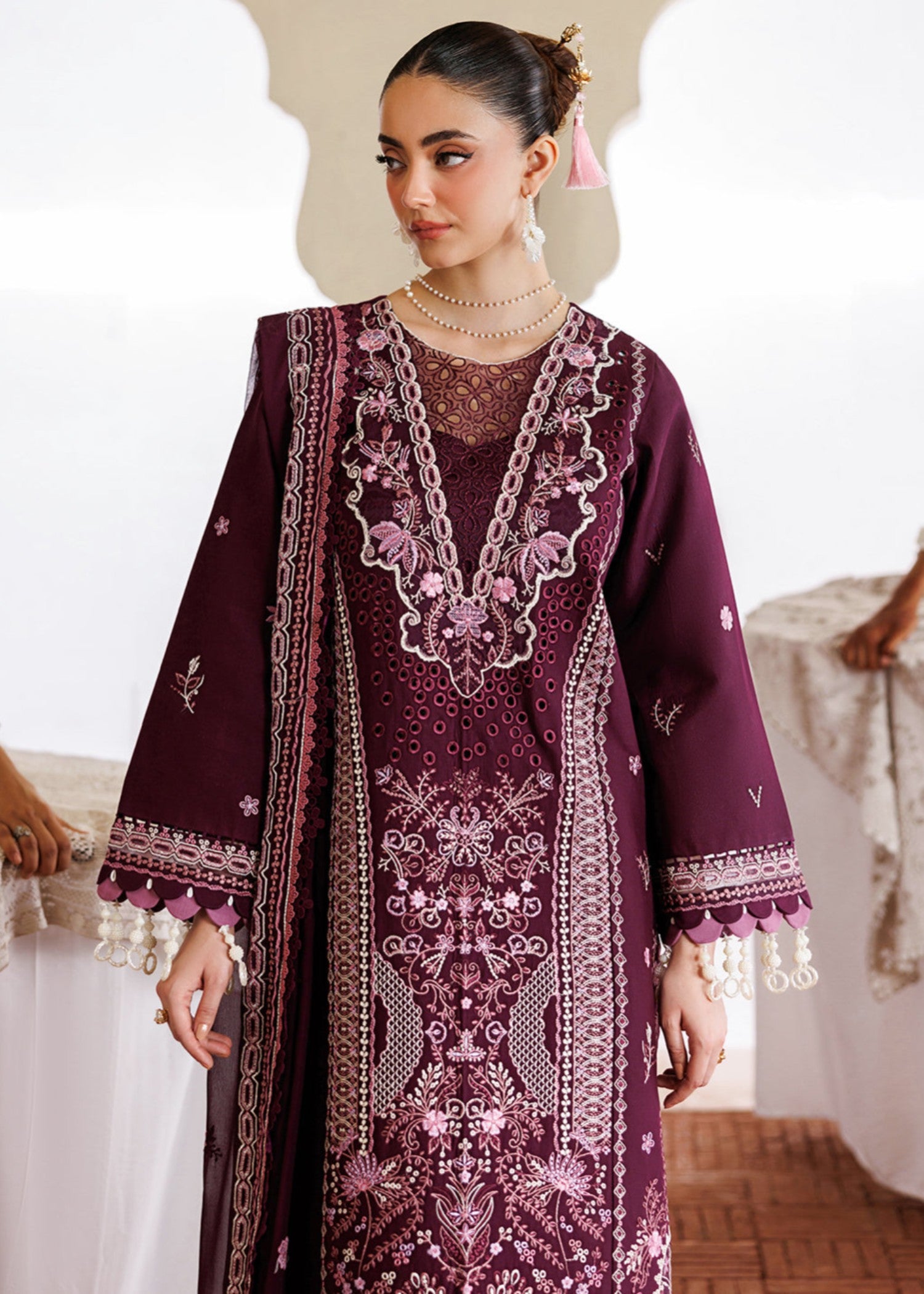 lawn Unstitched in Wine