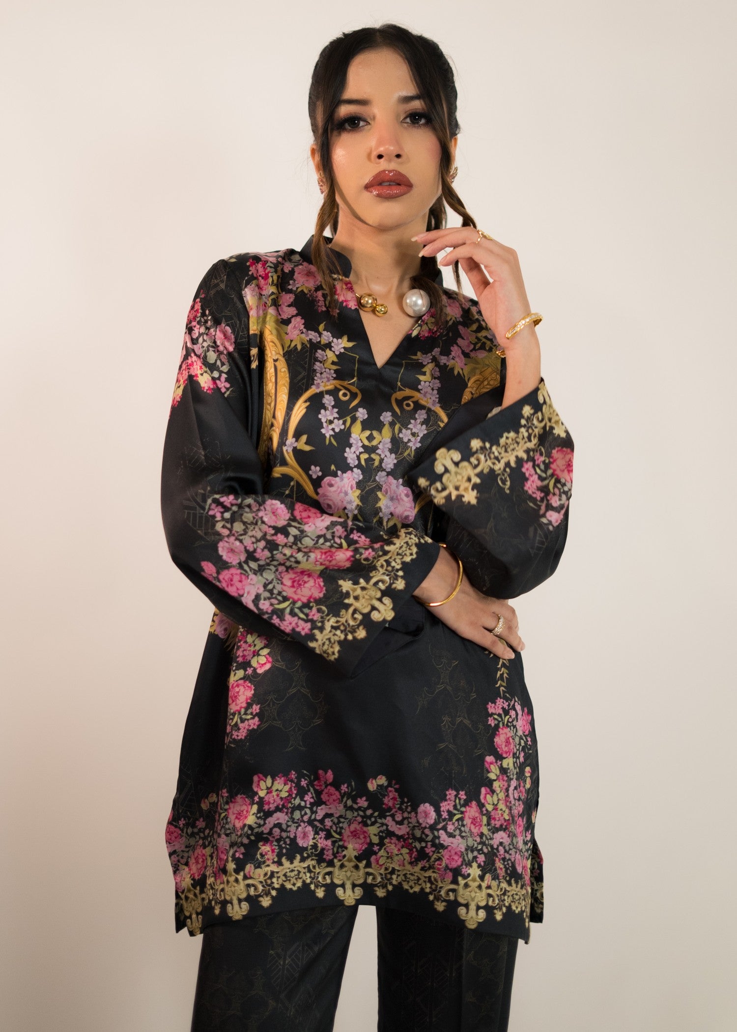 silk charmeuse Co ord Sets in Black