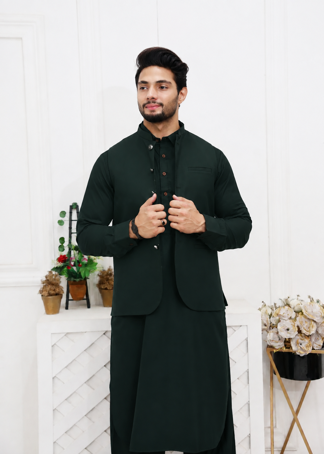 wash & wear Waistcoat in Green