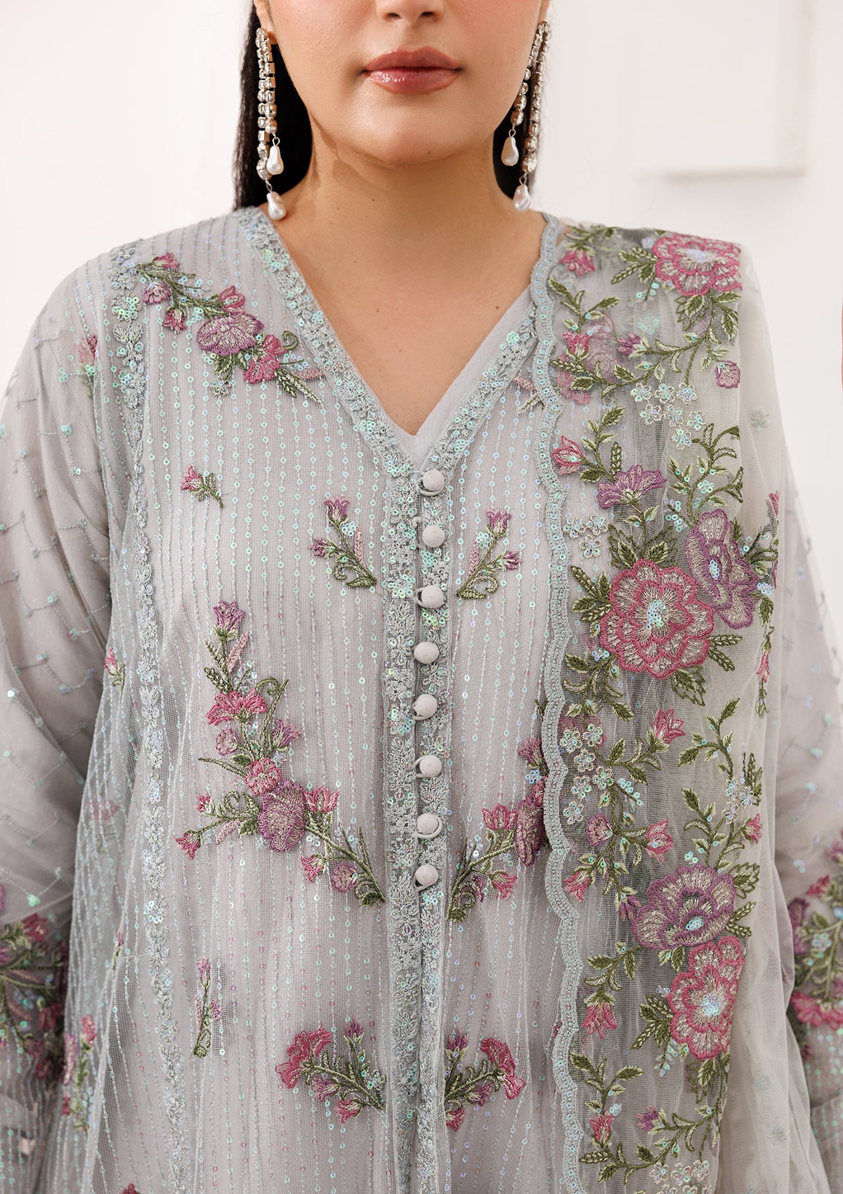 pk raw silk Kurta Set in Ash grey