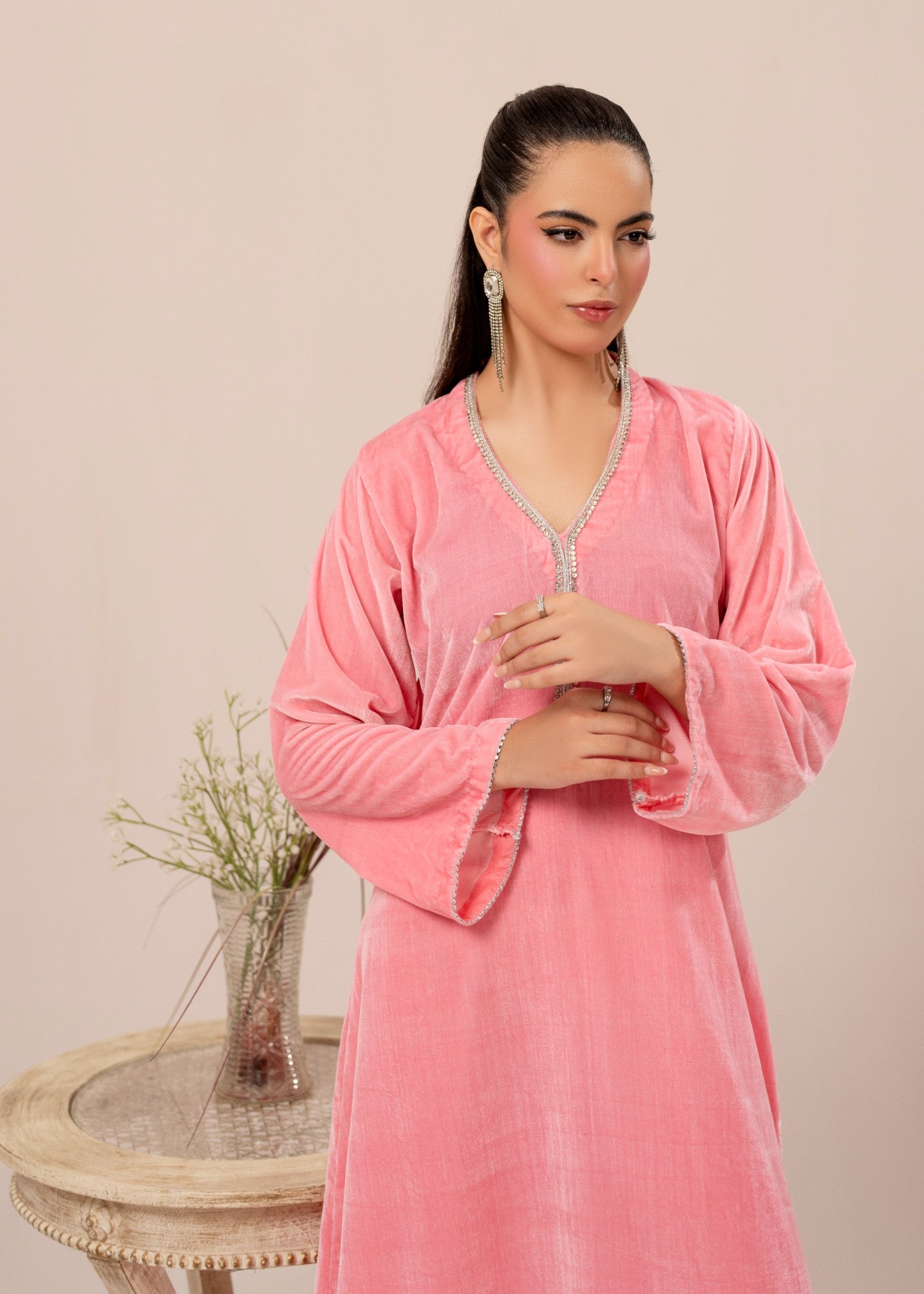 velvet Kaftan in Pink