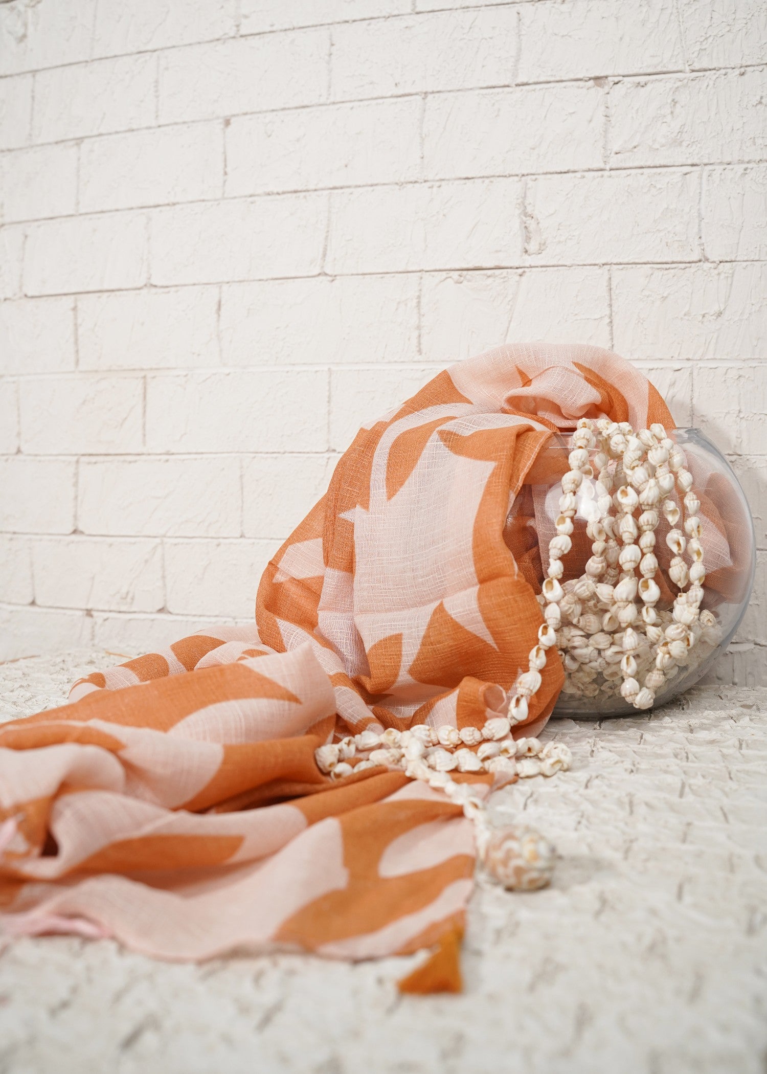 slub lawn Hijab in Orange