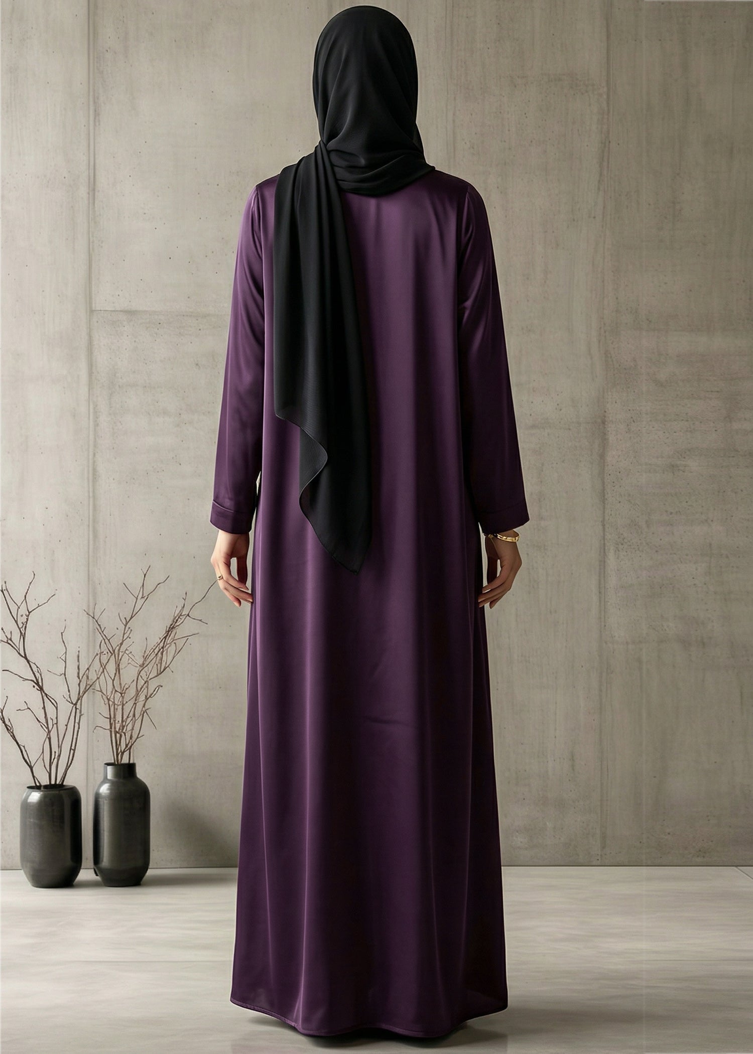 silk Abaya in Purple heart