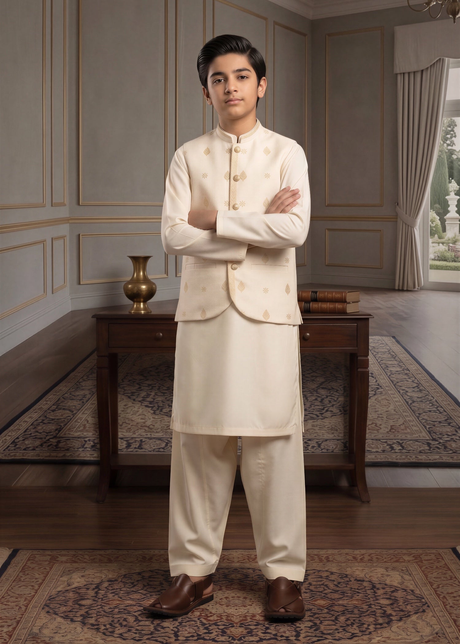 cotton Waistcoat in Off-white