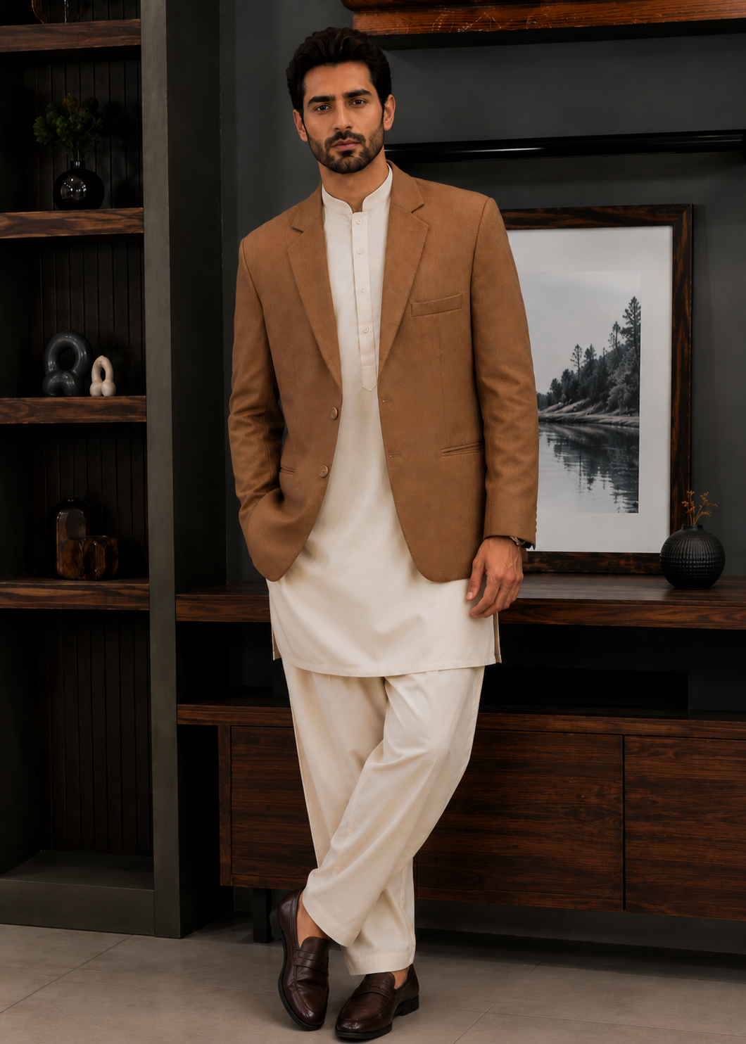 tropical Blazer in Camel brown