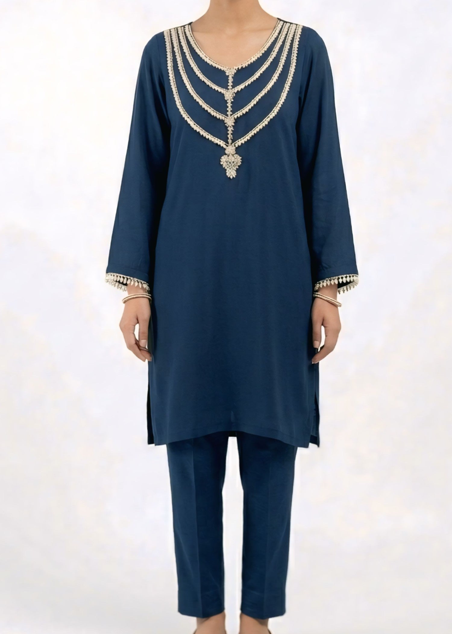 georgette Kurta Set in Navy blue