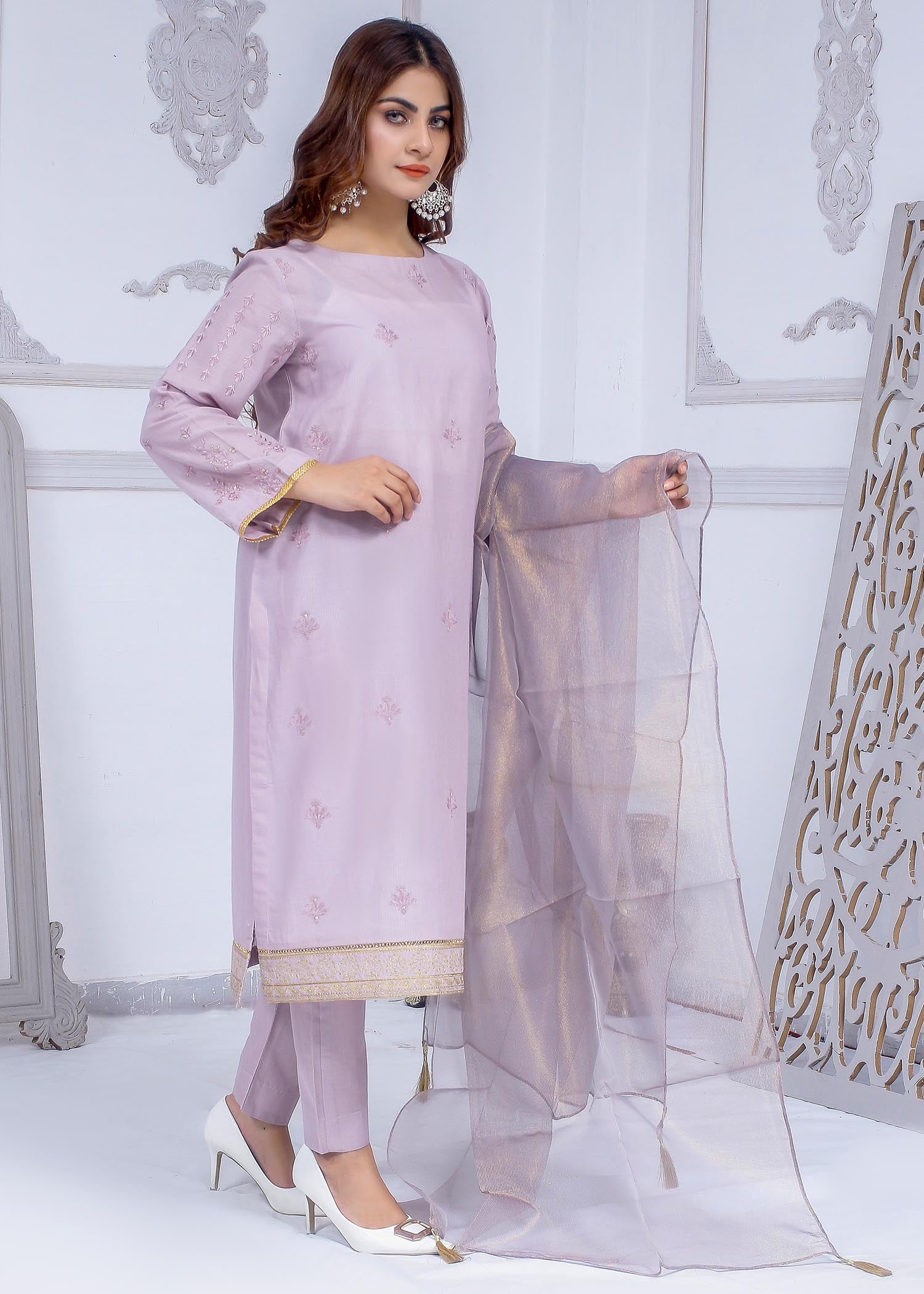 cotton dobby Kurta Set in Lilac