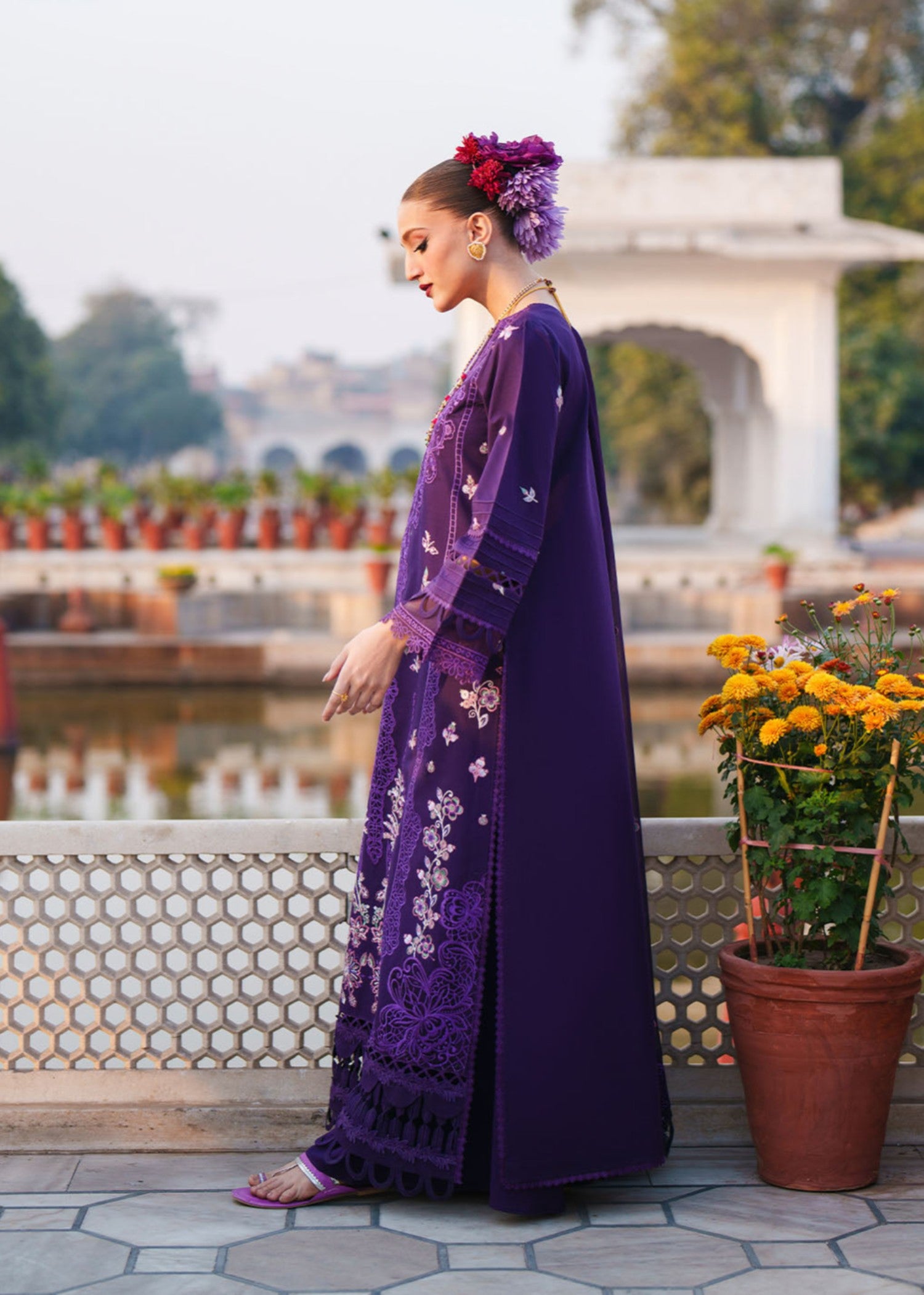lawn Unstitched in Royal amethyst