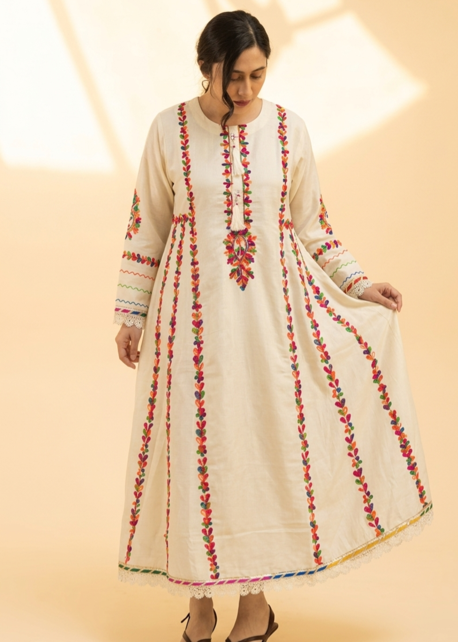cotton Pishwas in Off-white