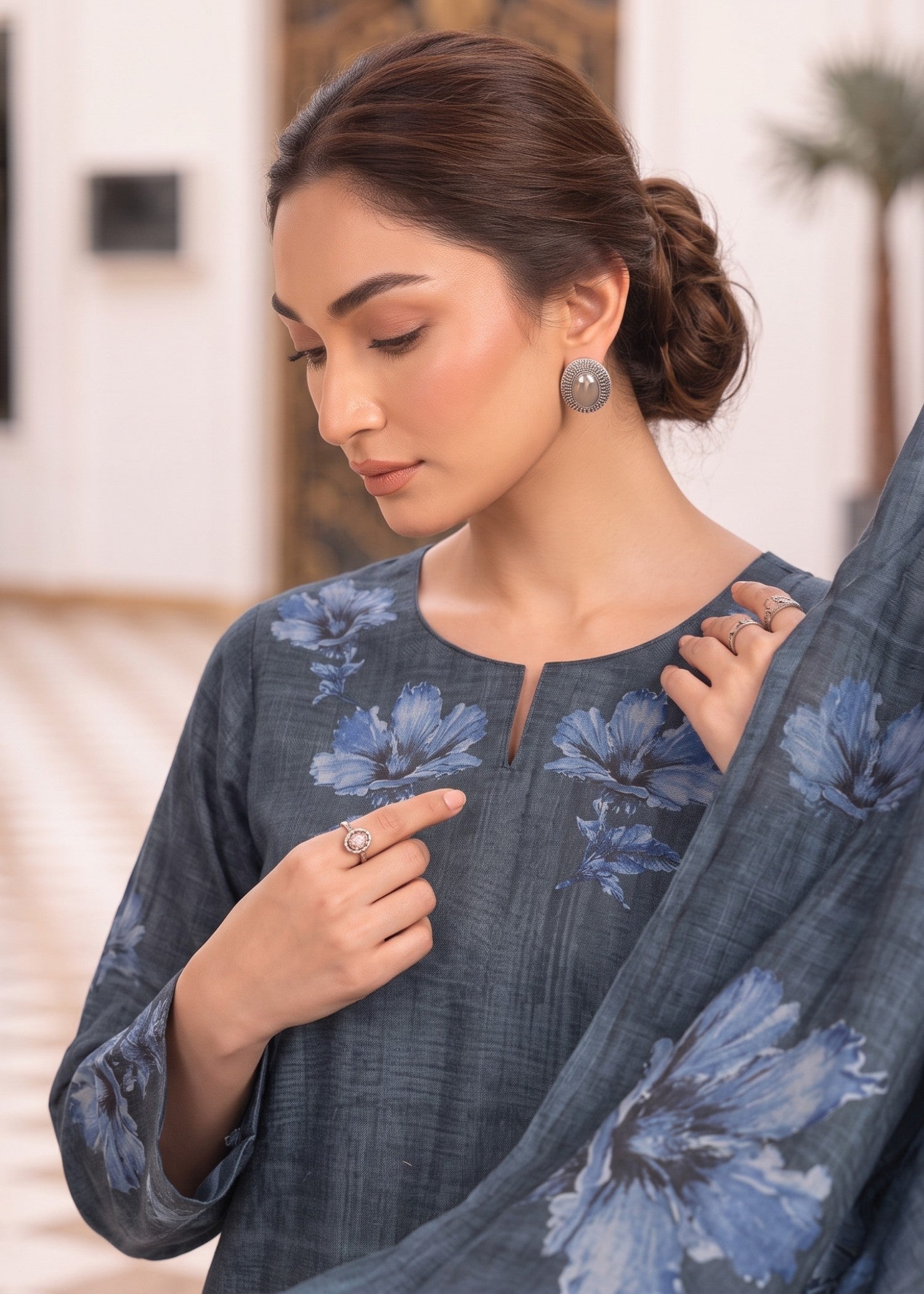 lawn Unstitched in Aegean blue