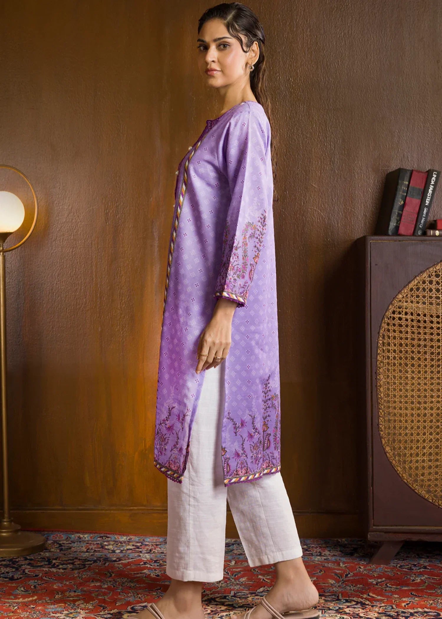 khaddar Kurti in Lilac