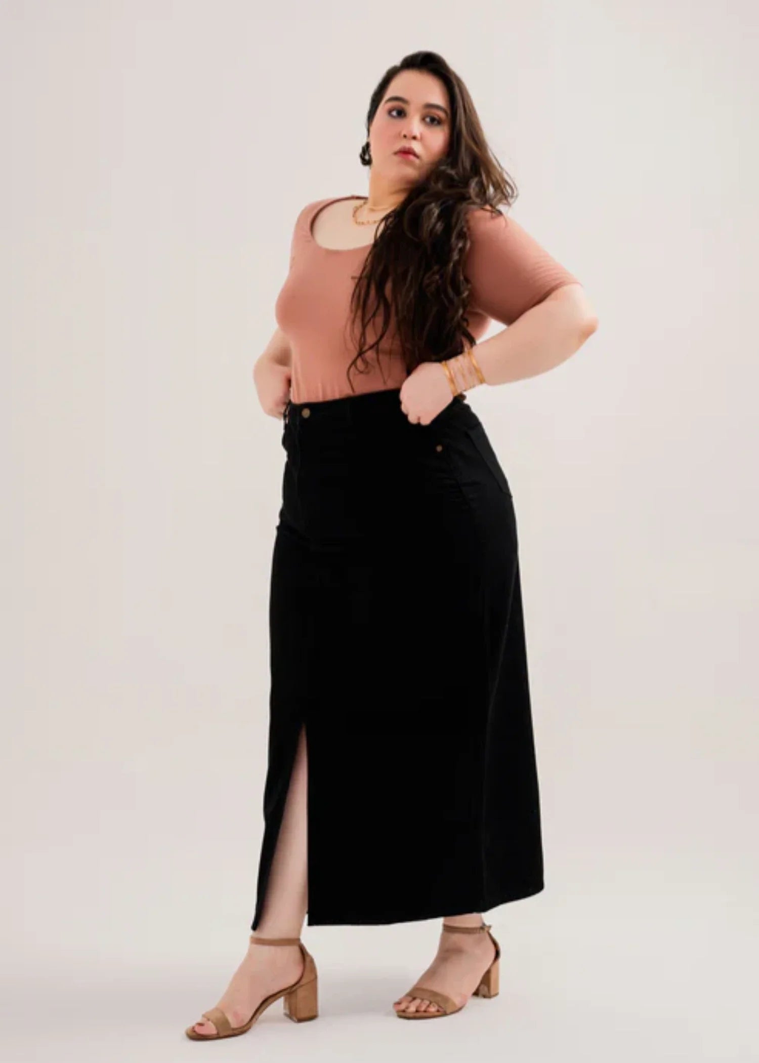 denim Skirt in Black