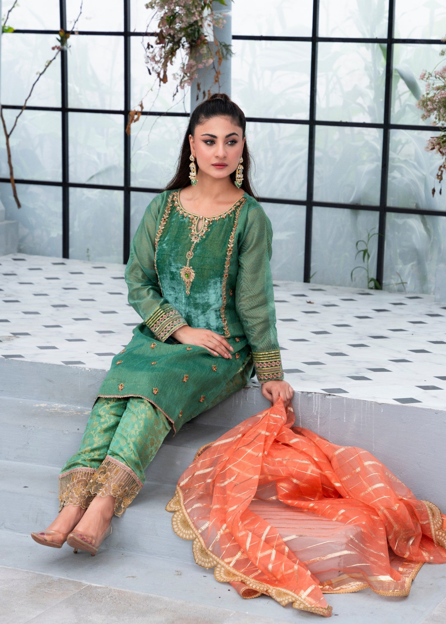 masuri Kurta Set in Green
