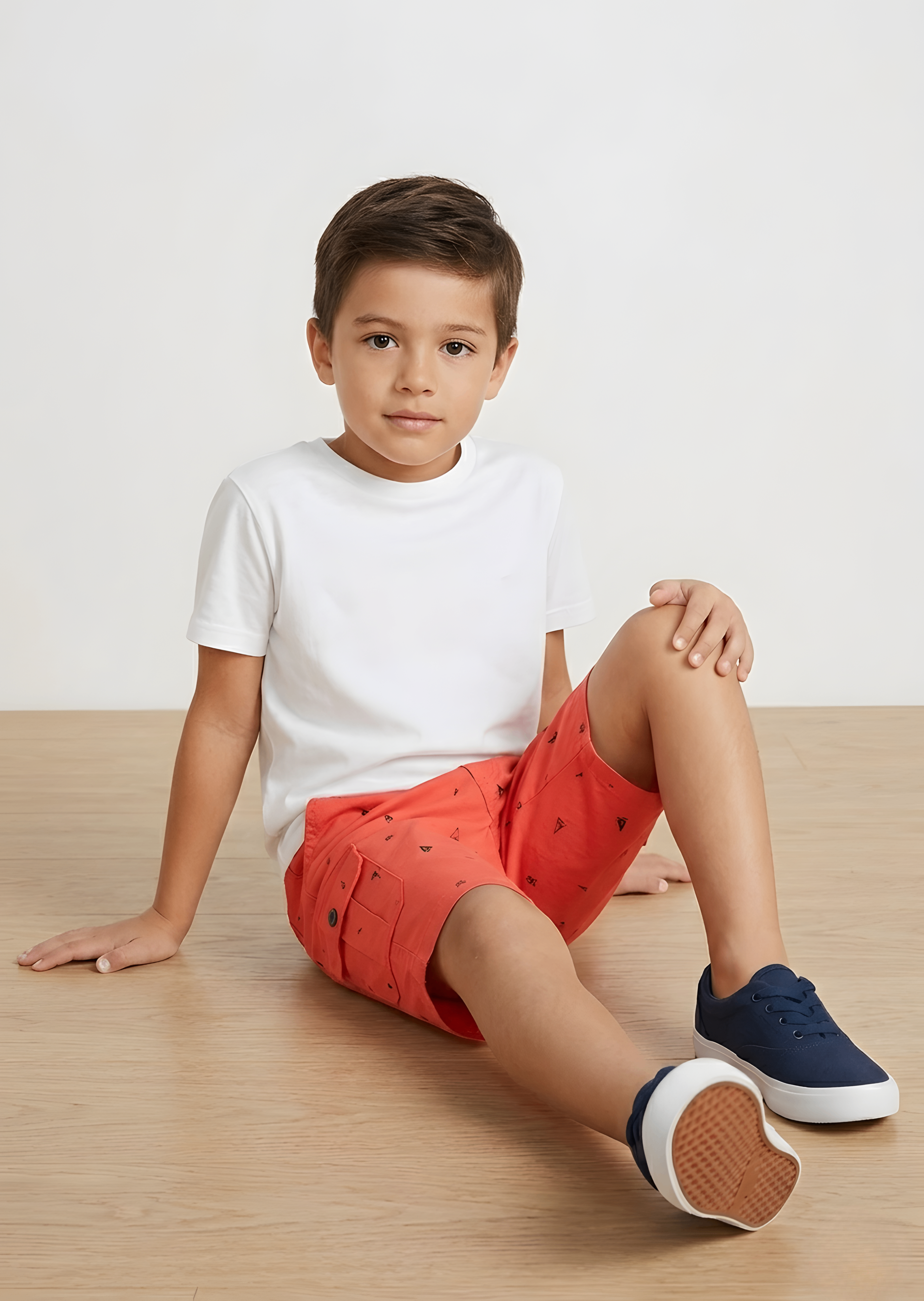 twill cotton Shorts in Orange