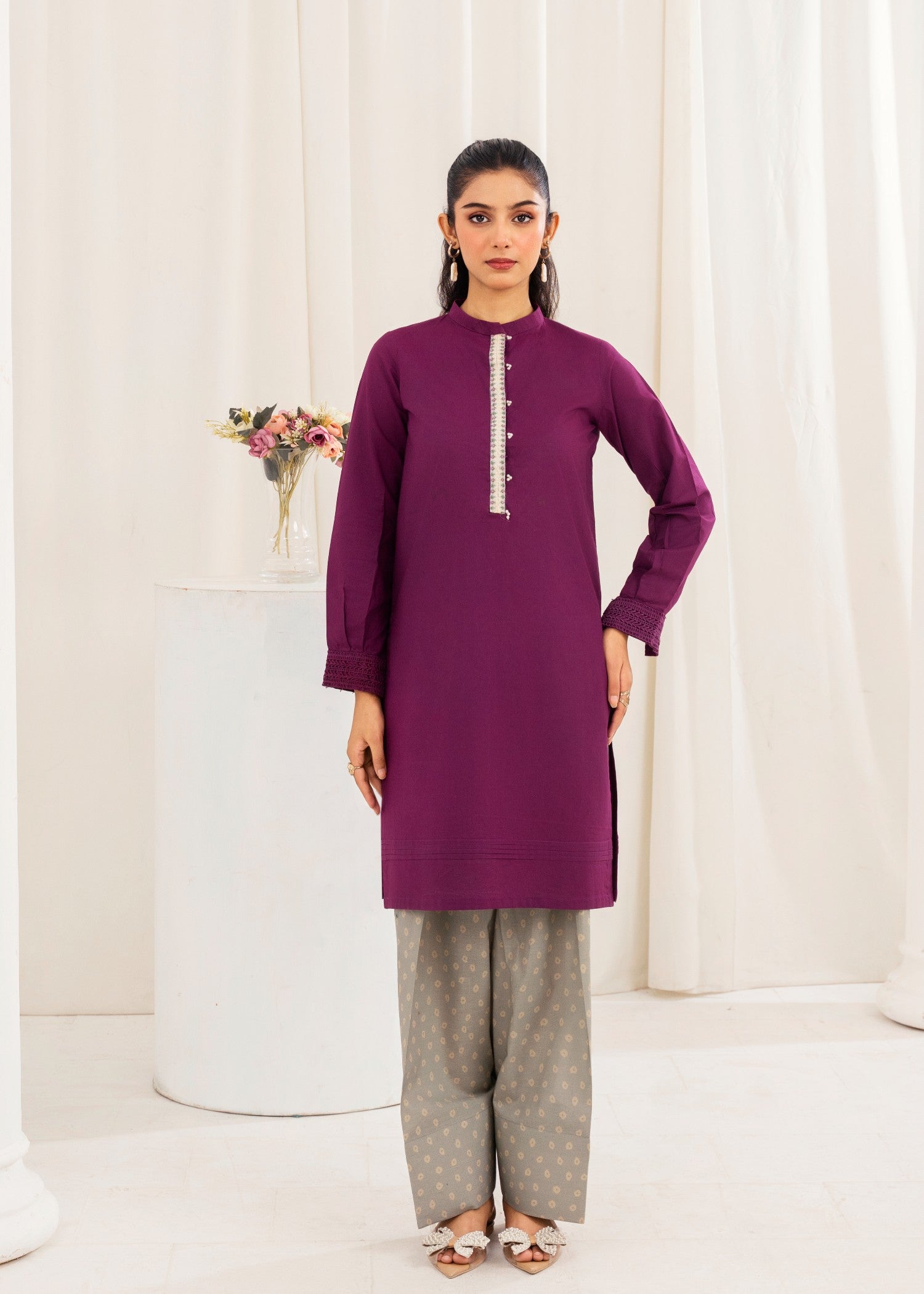 lawn Kurta Set in Purple