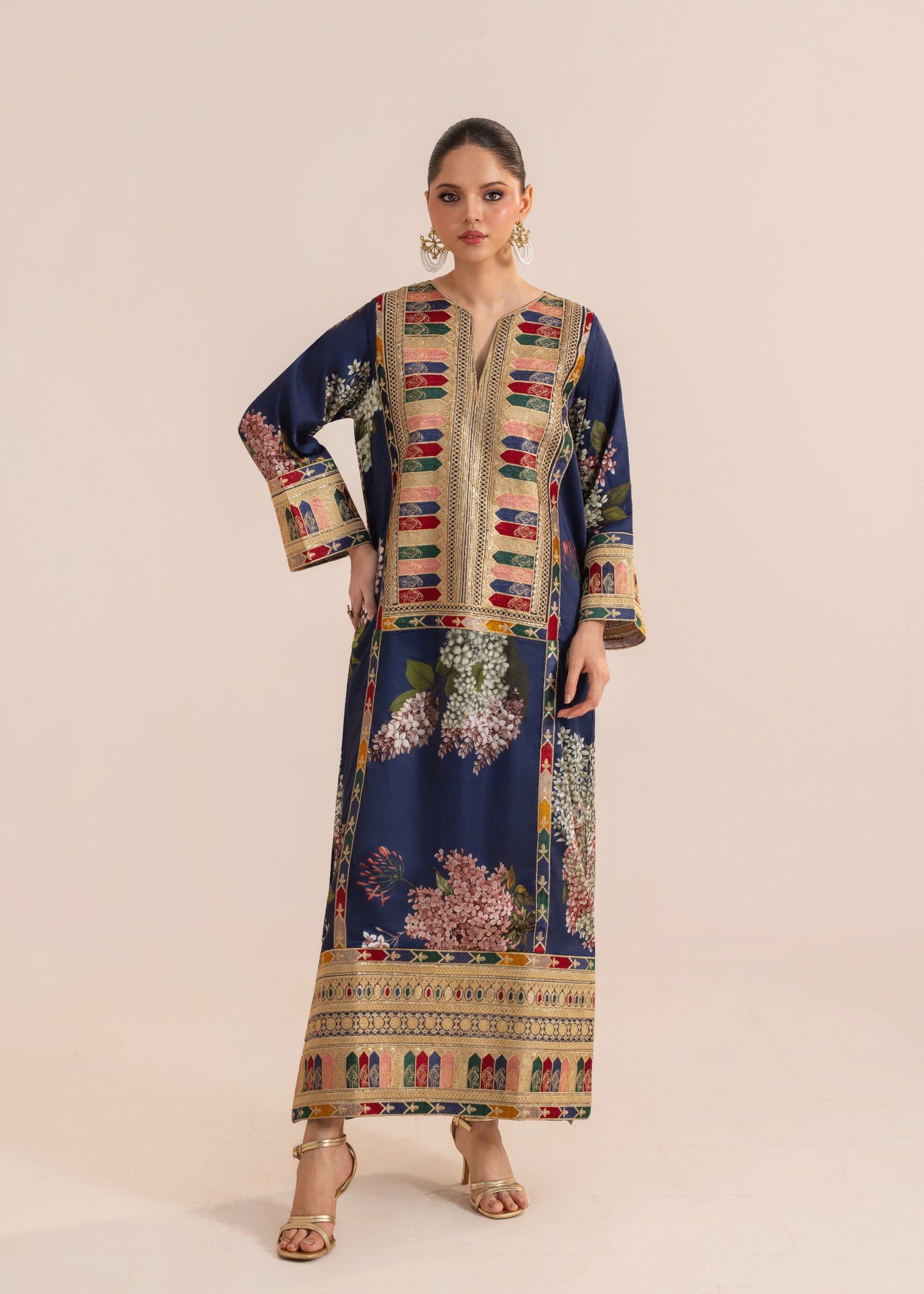 silk Kaftan in Blue