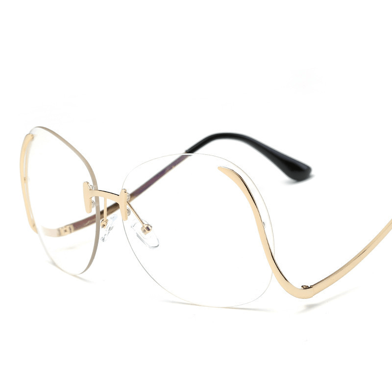 Color Ocean Lens Frameless Bent-Leg Sunglasses