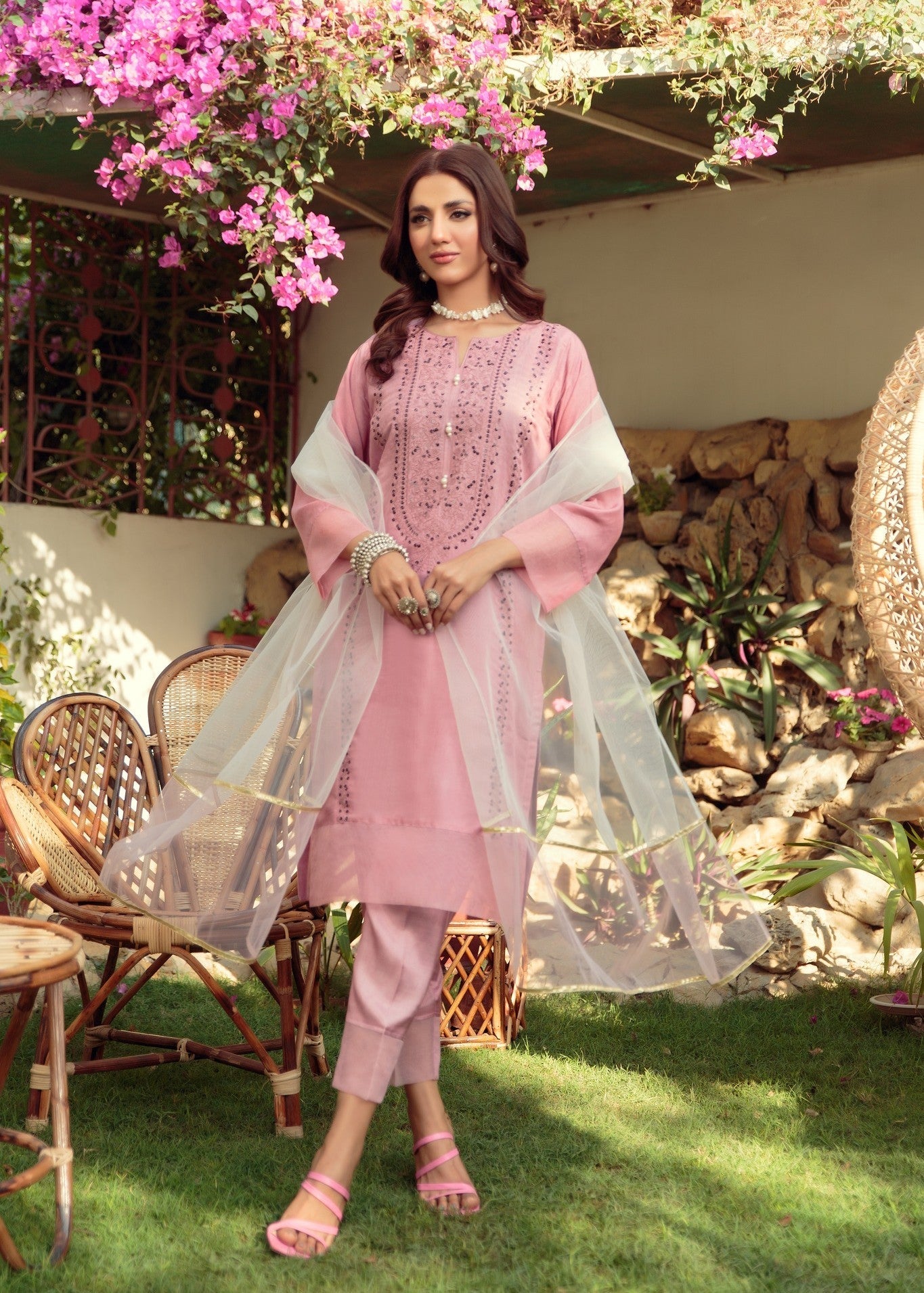 cotton silk Kurti in Baby pink