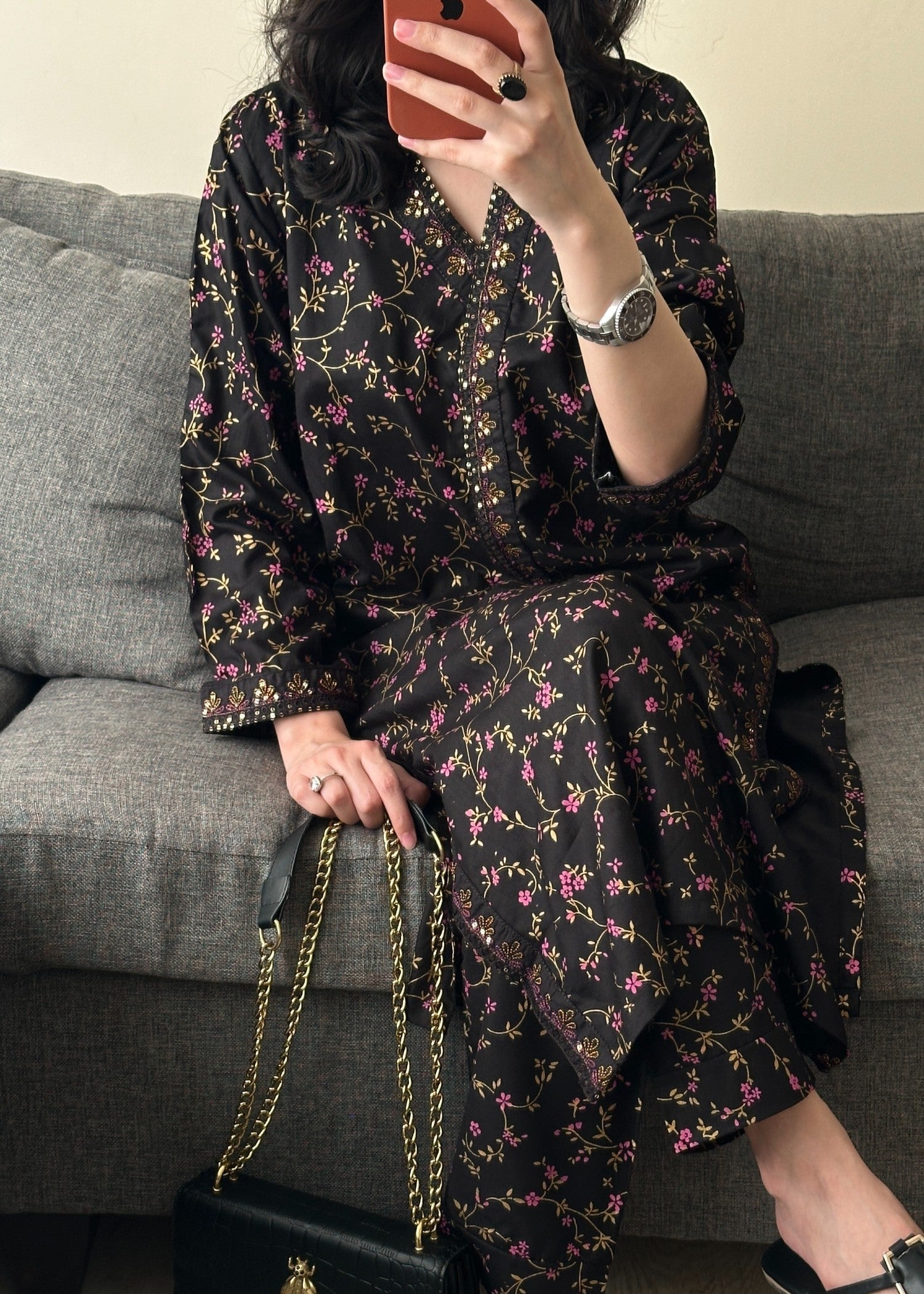 lawn cotton Co Ord Sets in Black