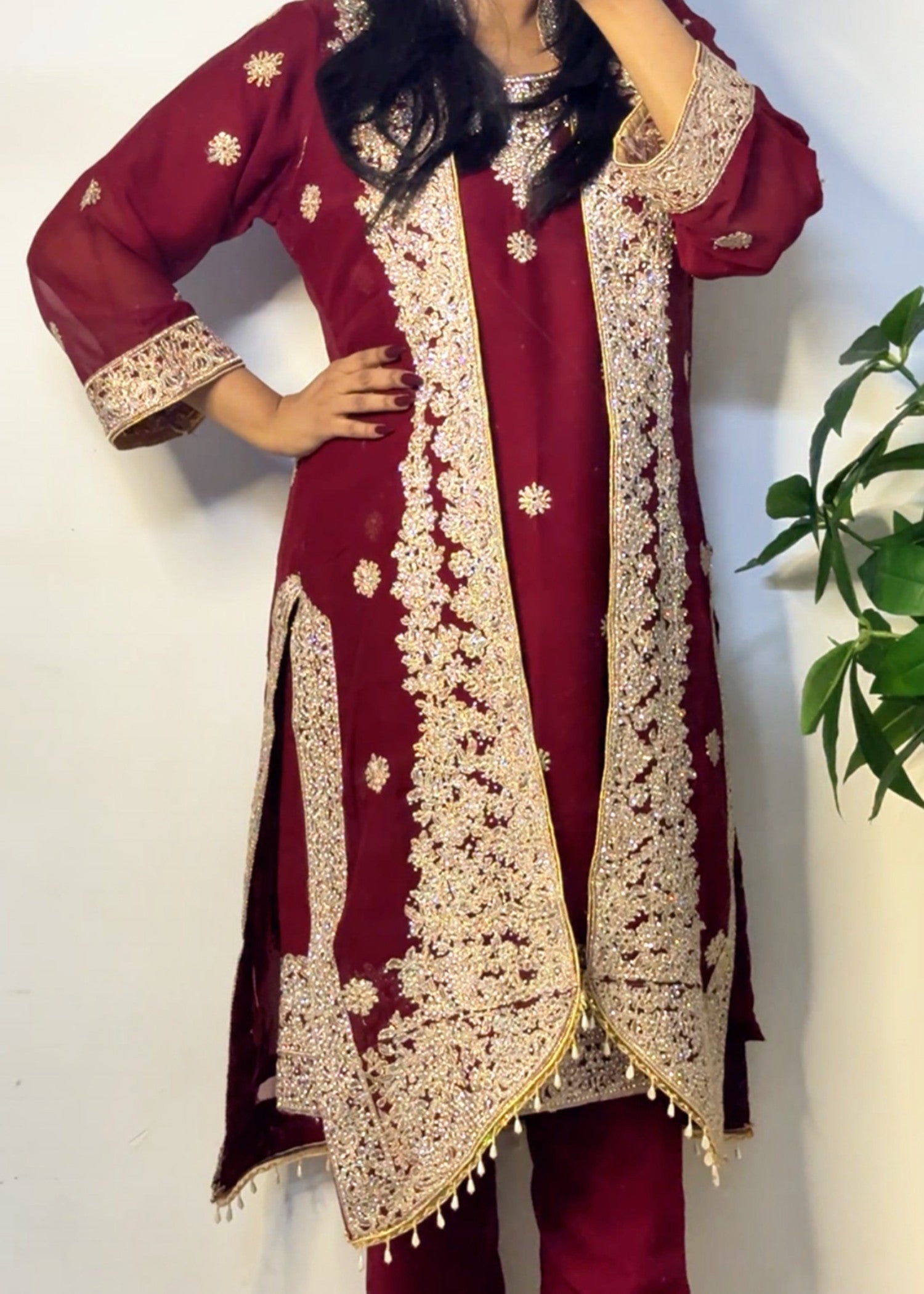 chiffon Gown in Blood red