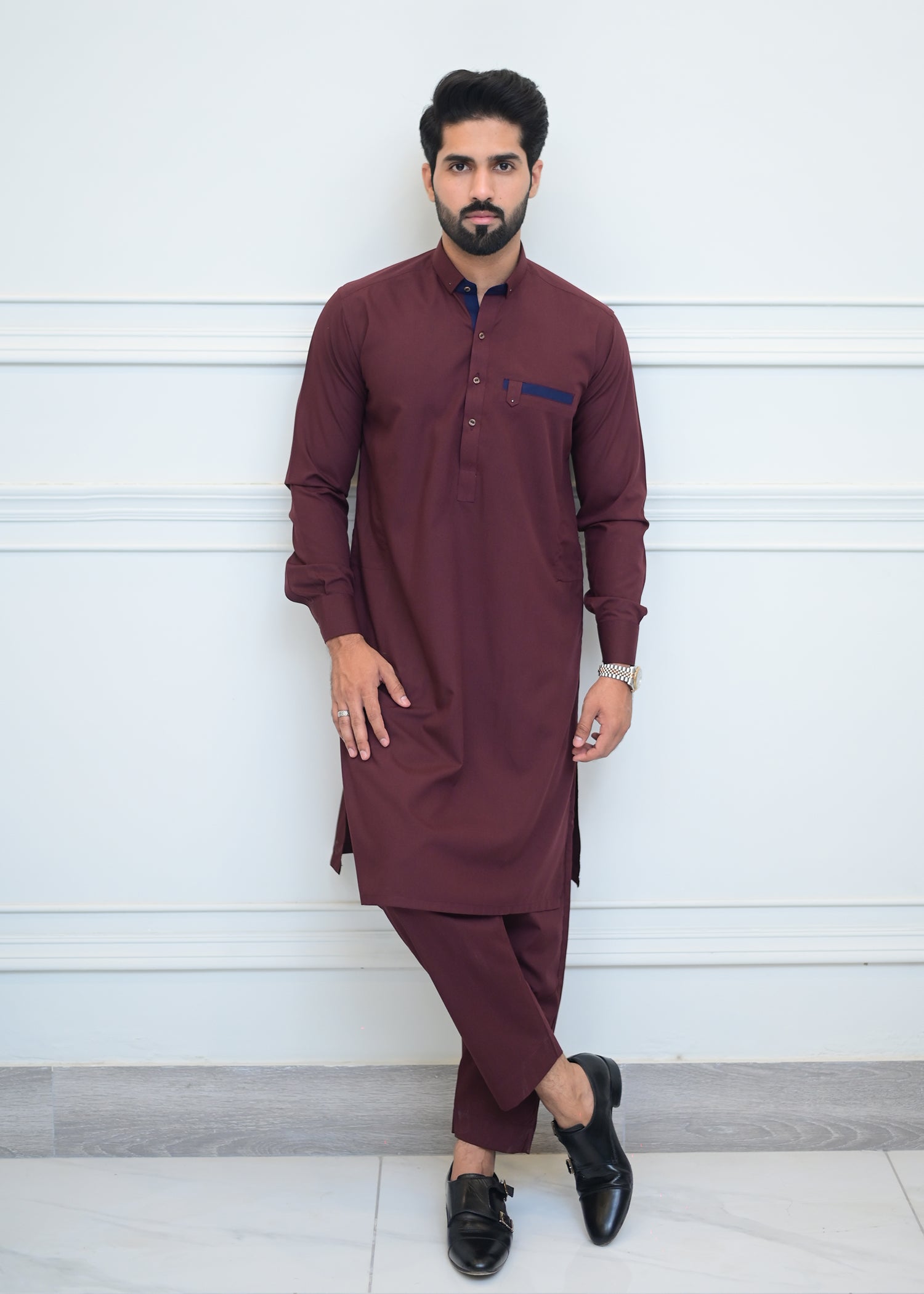 wash & wear Kurta Set in Maroon