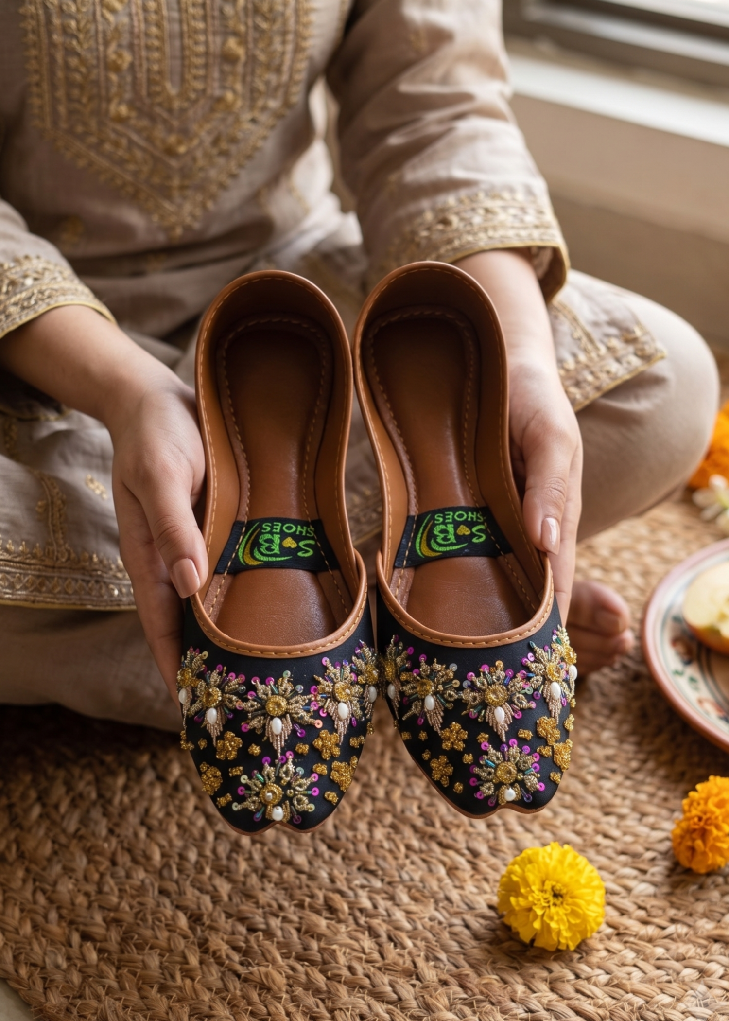 Khussa in Black by - High Quality Women Khussa UQK0425