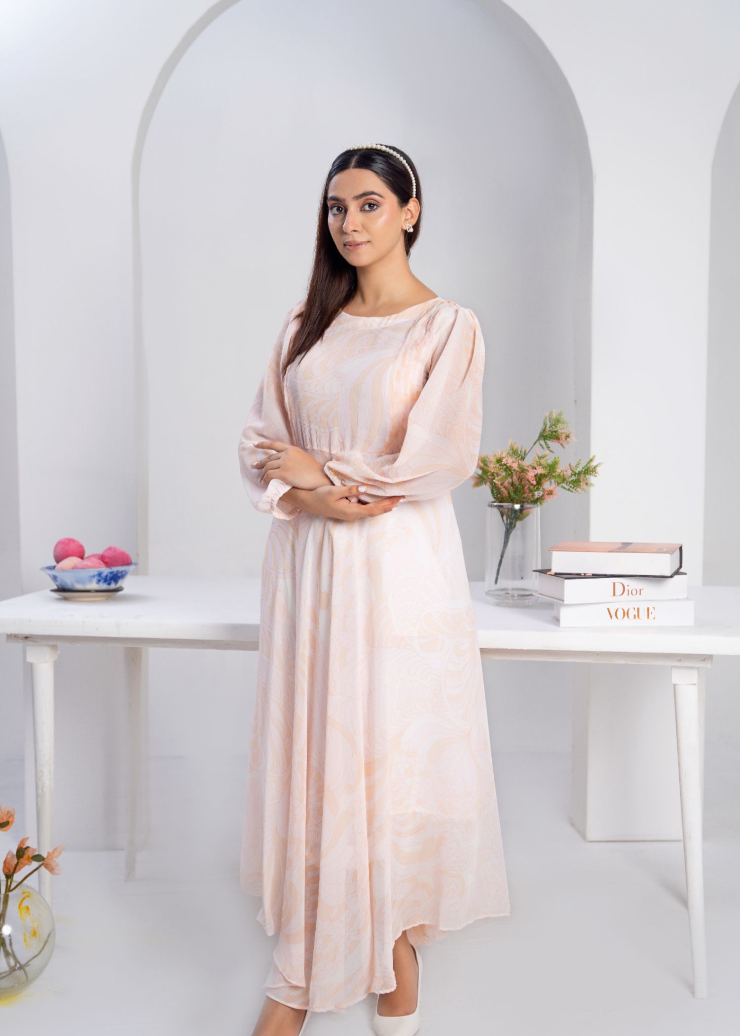 chiffon Dress in Pastel pink