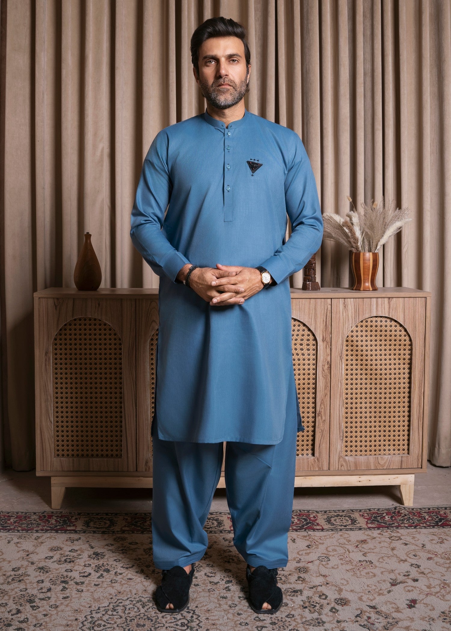 wash & wear Shalwar Kameez in Steal grey