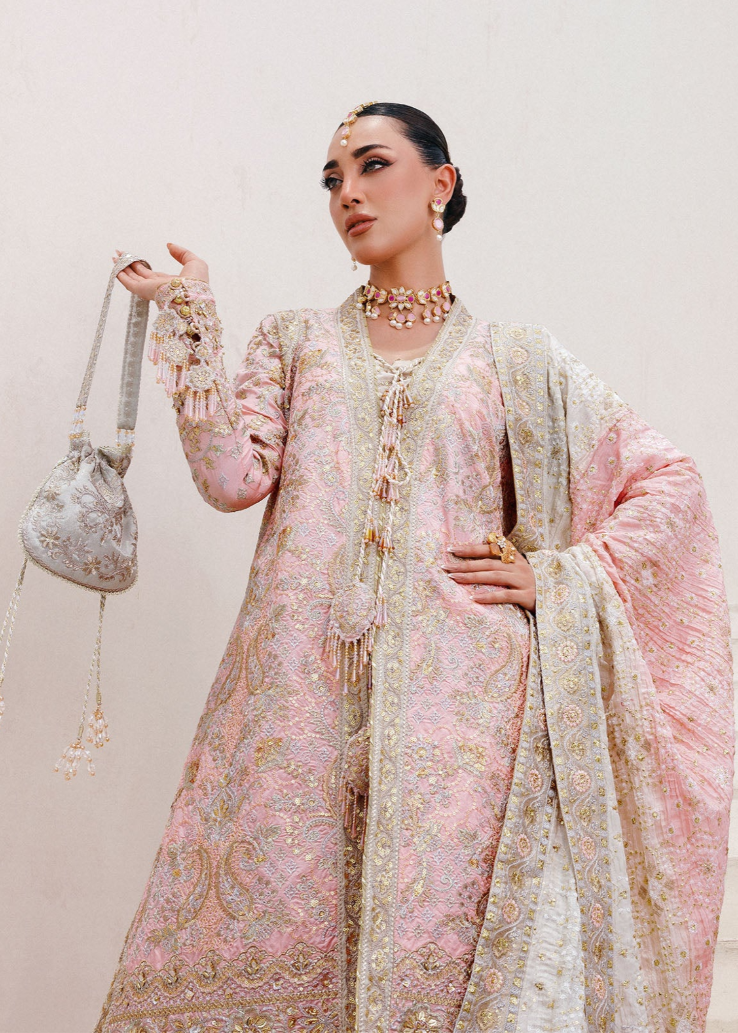 kattan silk Unstitched in Blush pink