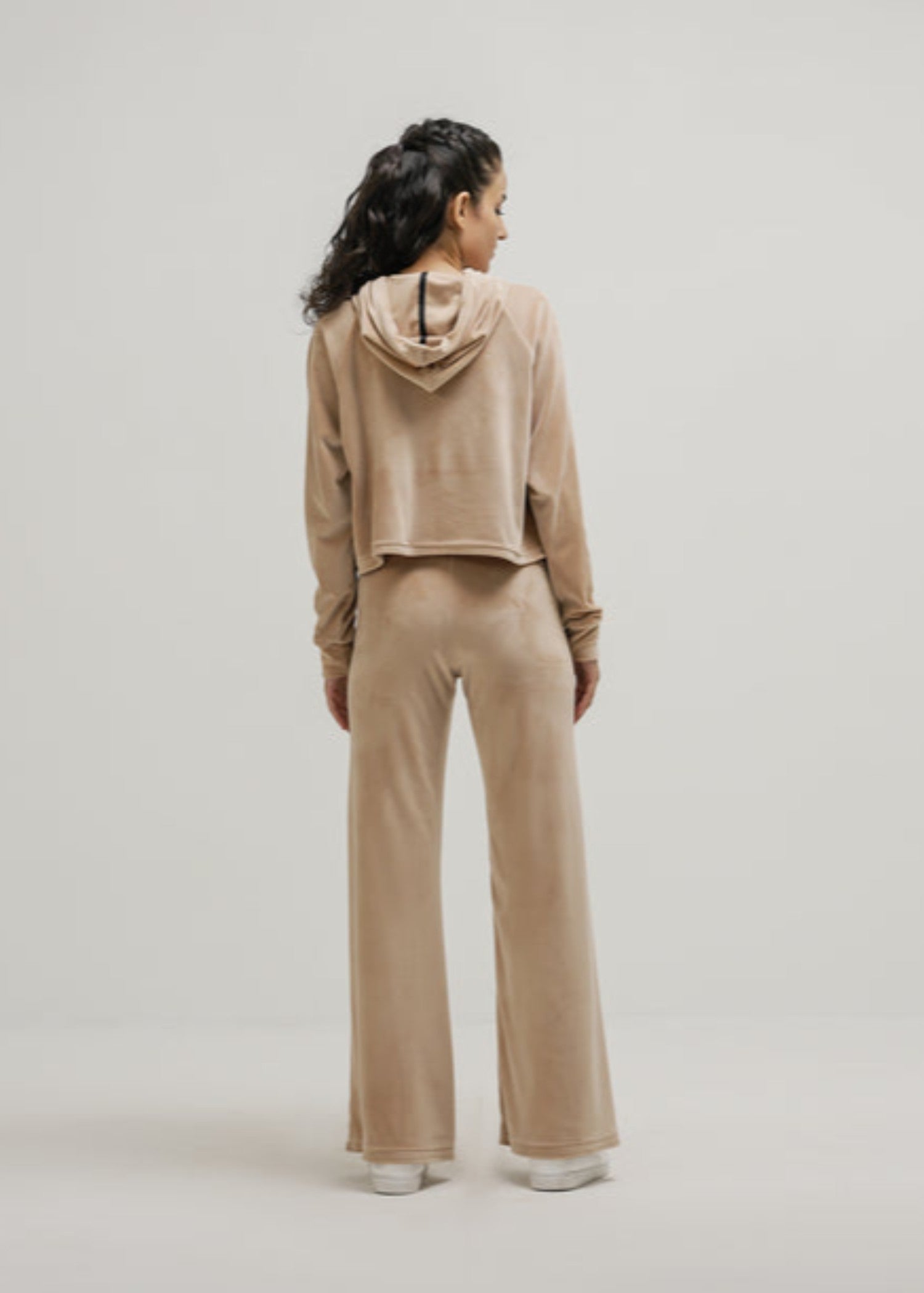 polyester-spandex Hoodie in Beige