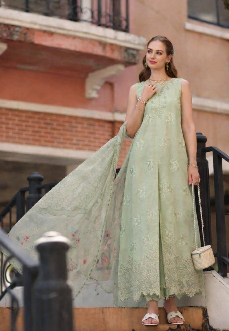 Noor Eid Luxe Printskhaas Lawn – D2 - A - Opal Mint
