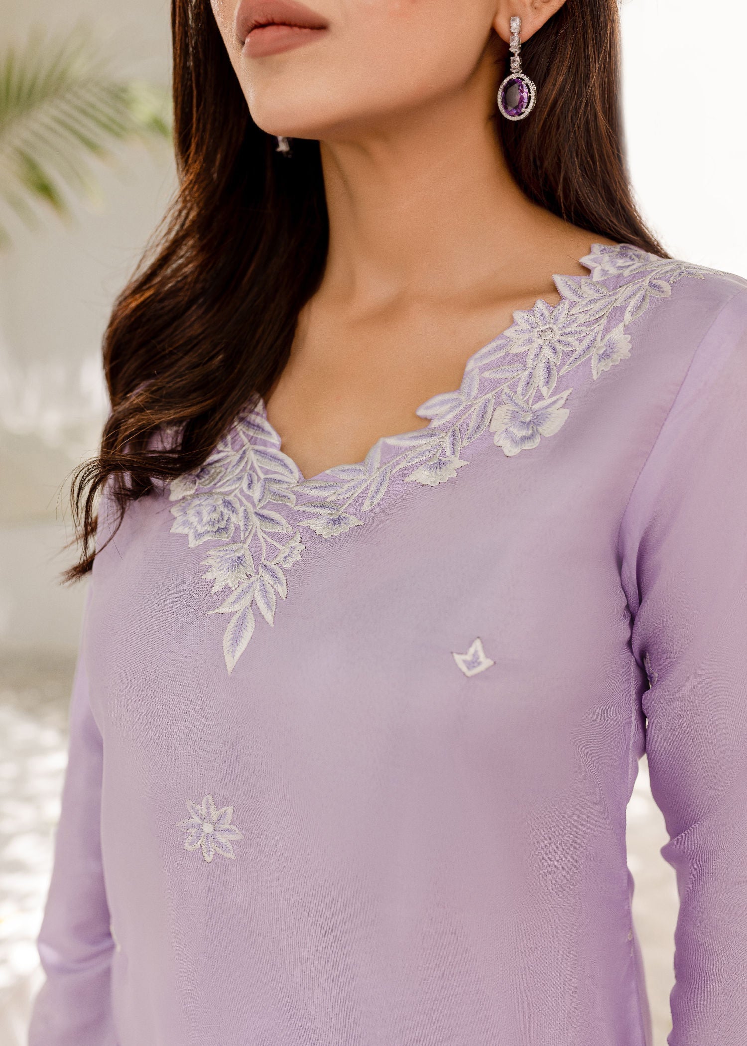 kattan silk Kurta Set in Lilac
