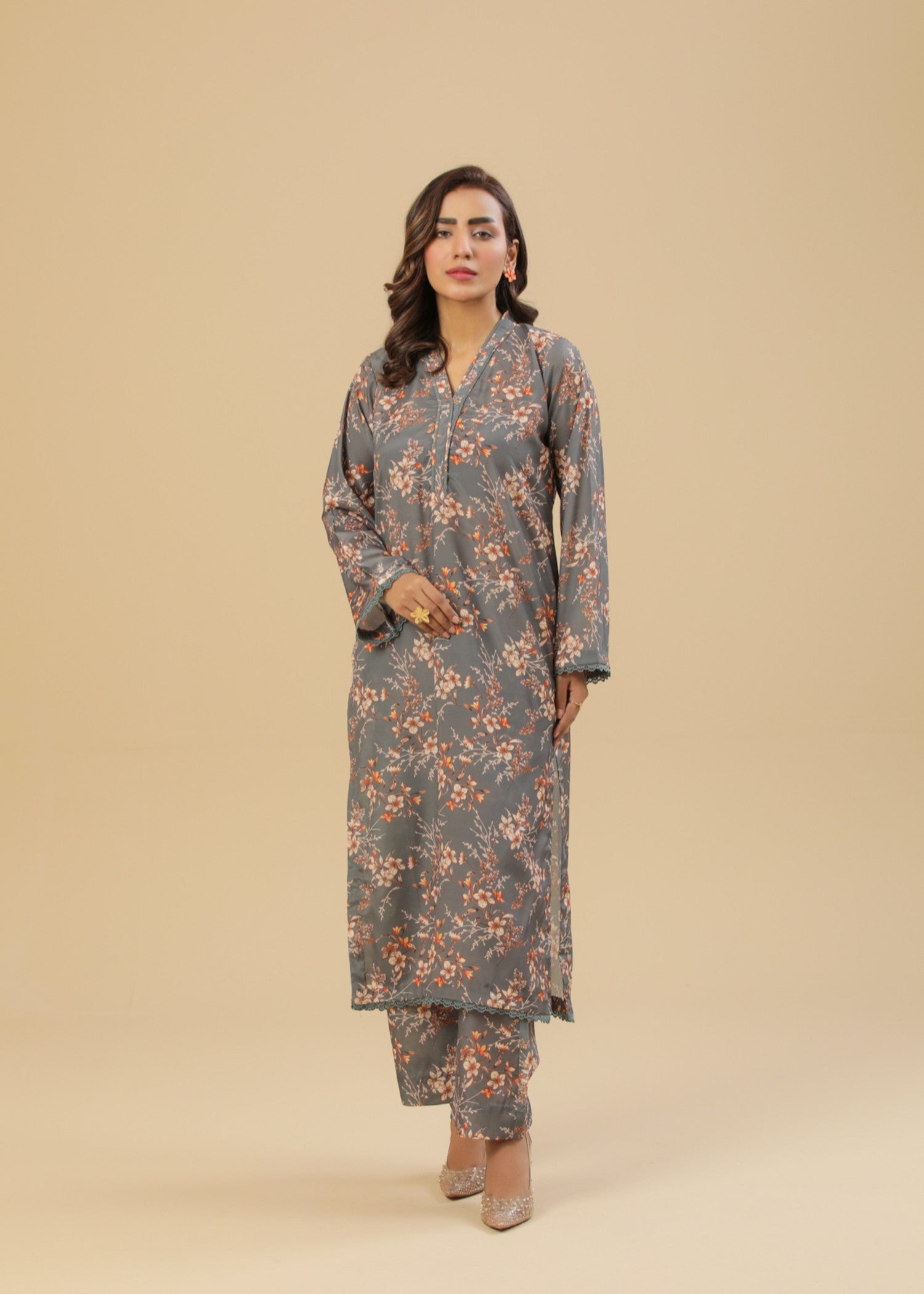 crepe Co Ord Sets in Grey