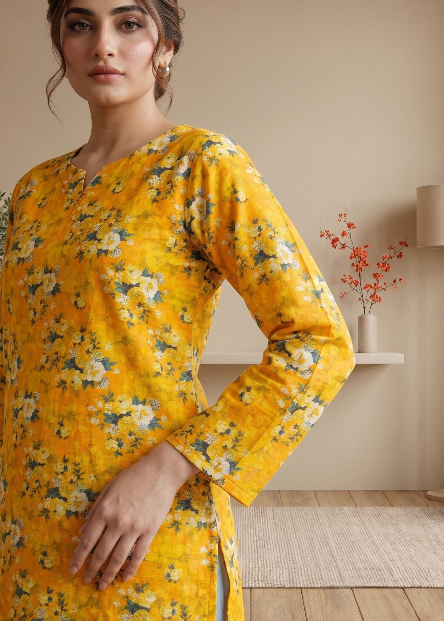 lawn cotton Kurti in Orange