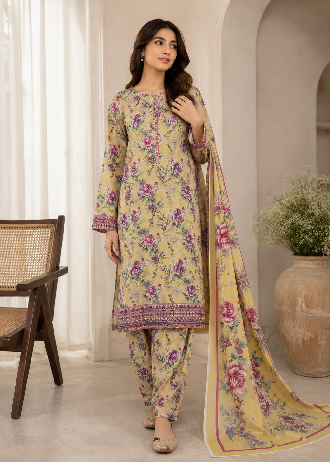 cotton Unstitched in Pale yellow