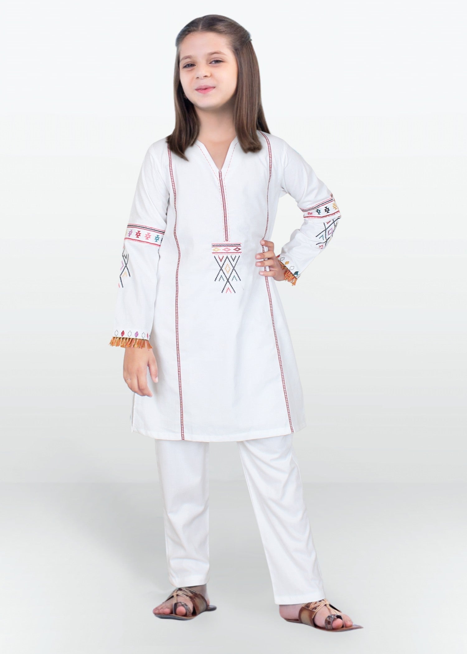 cotton Kurta Set in White