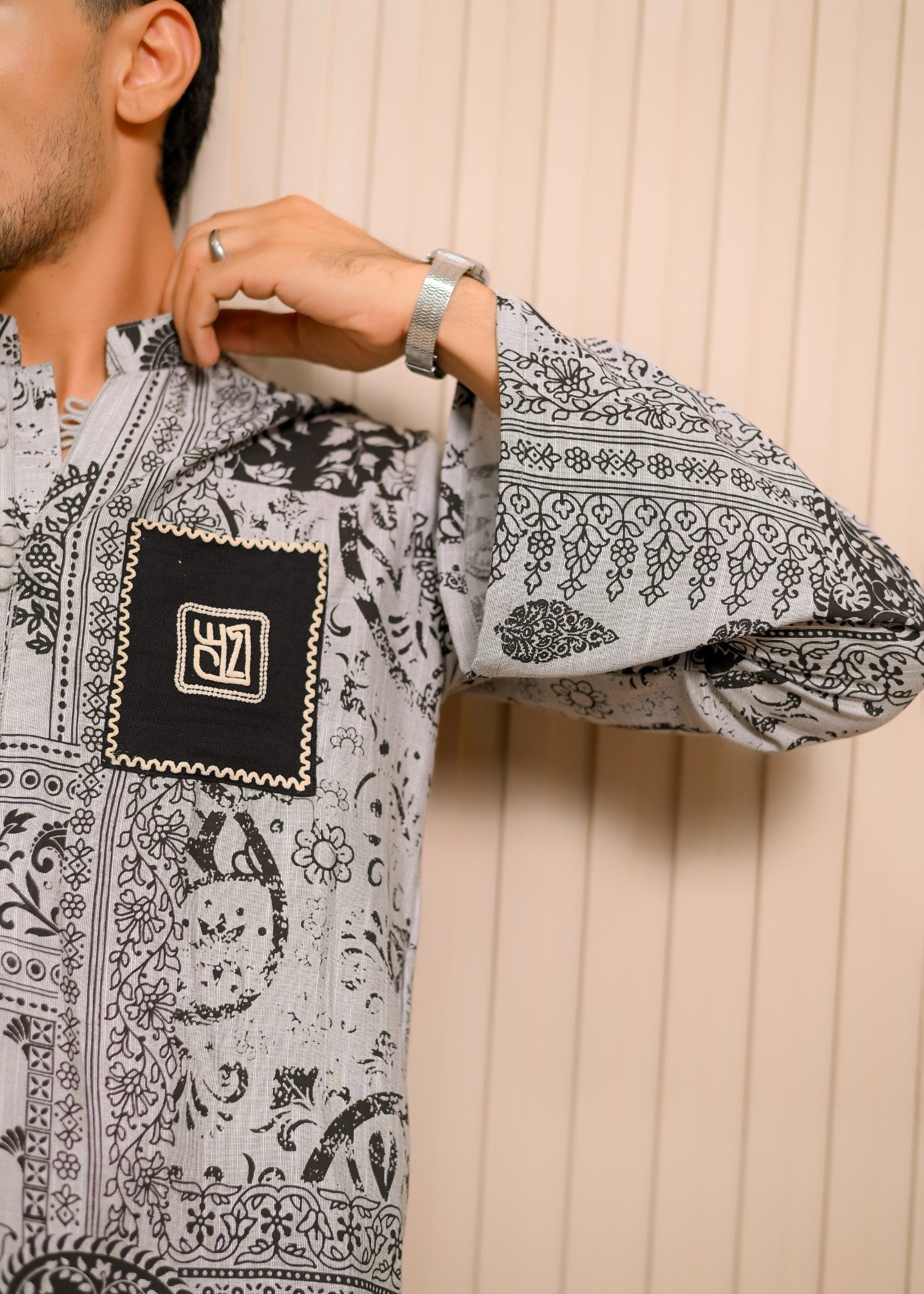 cotton net Kurta Set in Grey