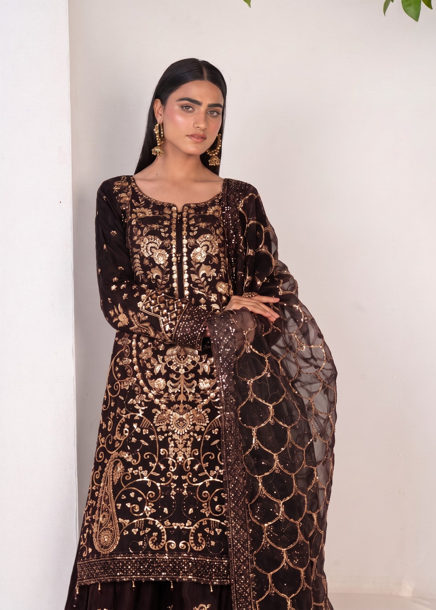 viscose Gharara in Black