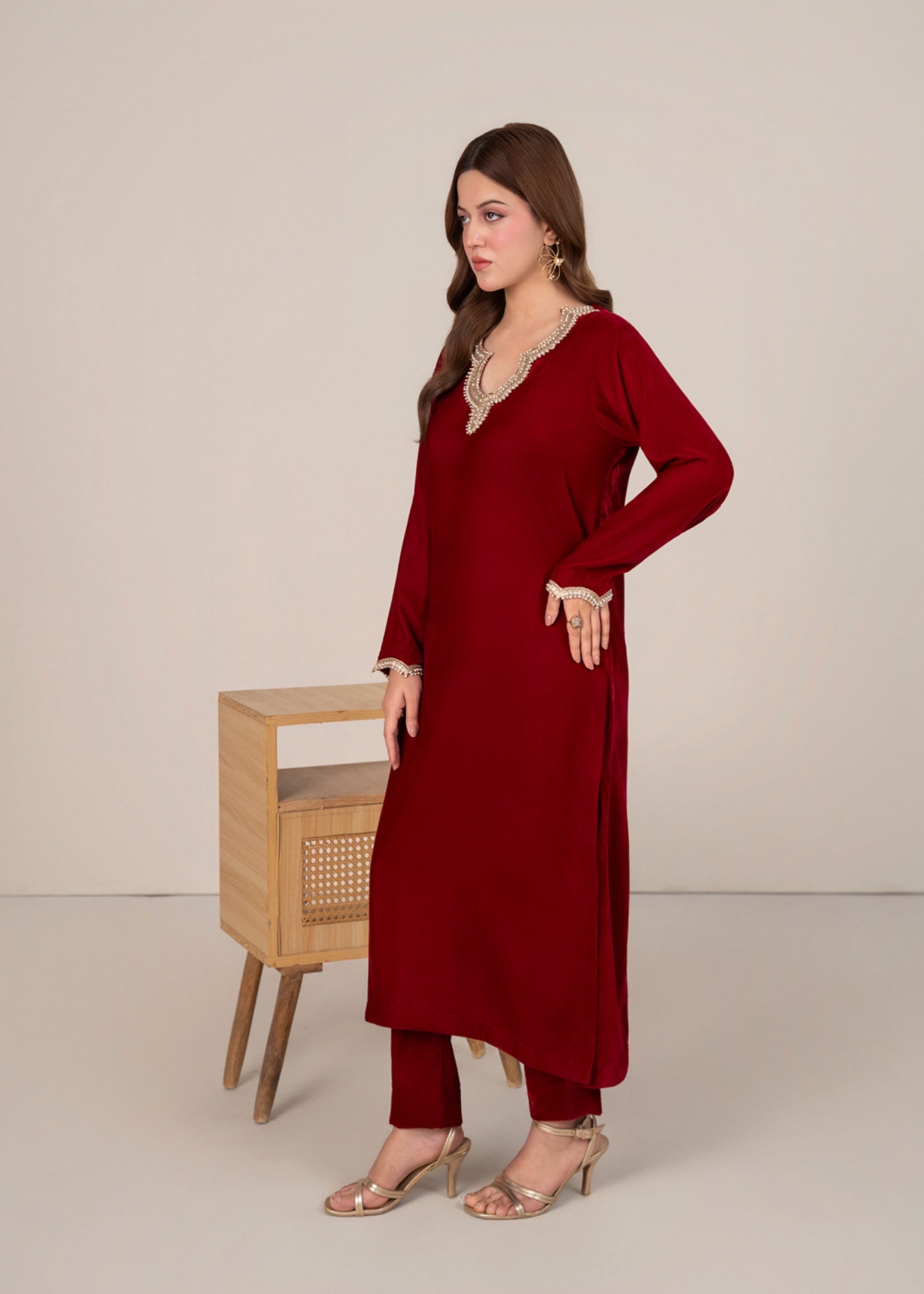 chinese micro velvet 9000 Co Ord Sets in Scarlet